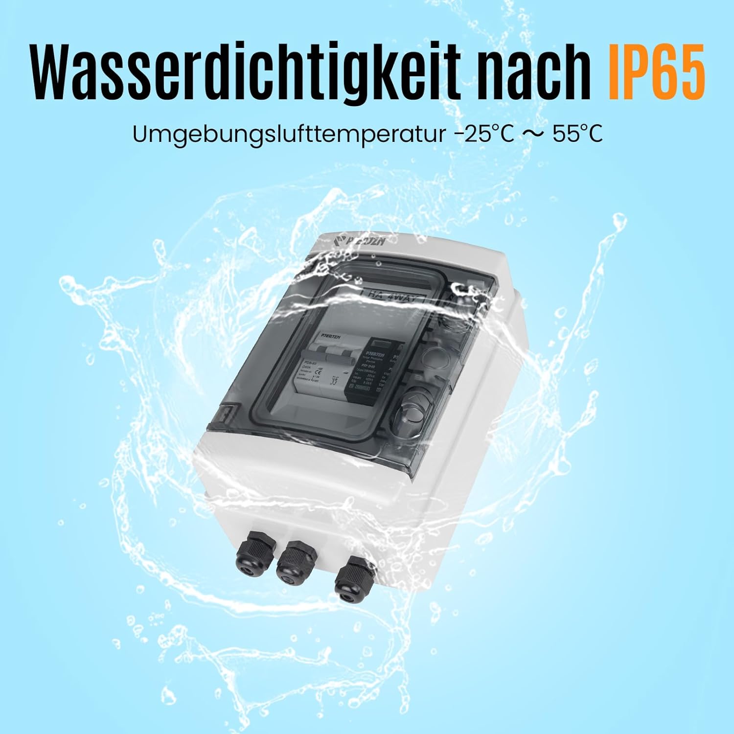 Thumbnail 4 de PJERJZN Solar Kombigerät 1-in-1-Out / 2-in-2-Out / 4-in-4-Out – 1000V DC/40A LS-Schalter, SPD 20-40KA, IP65