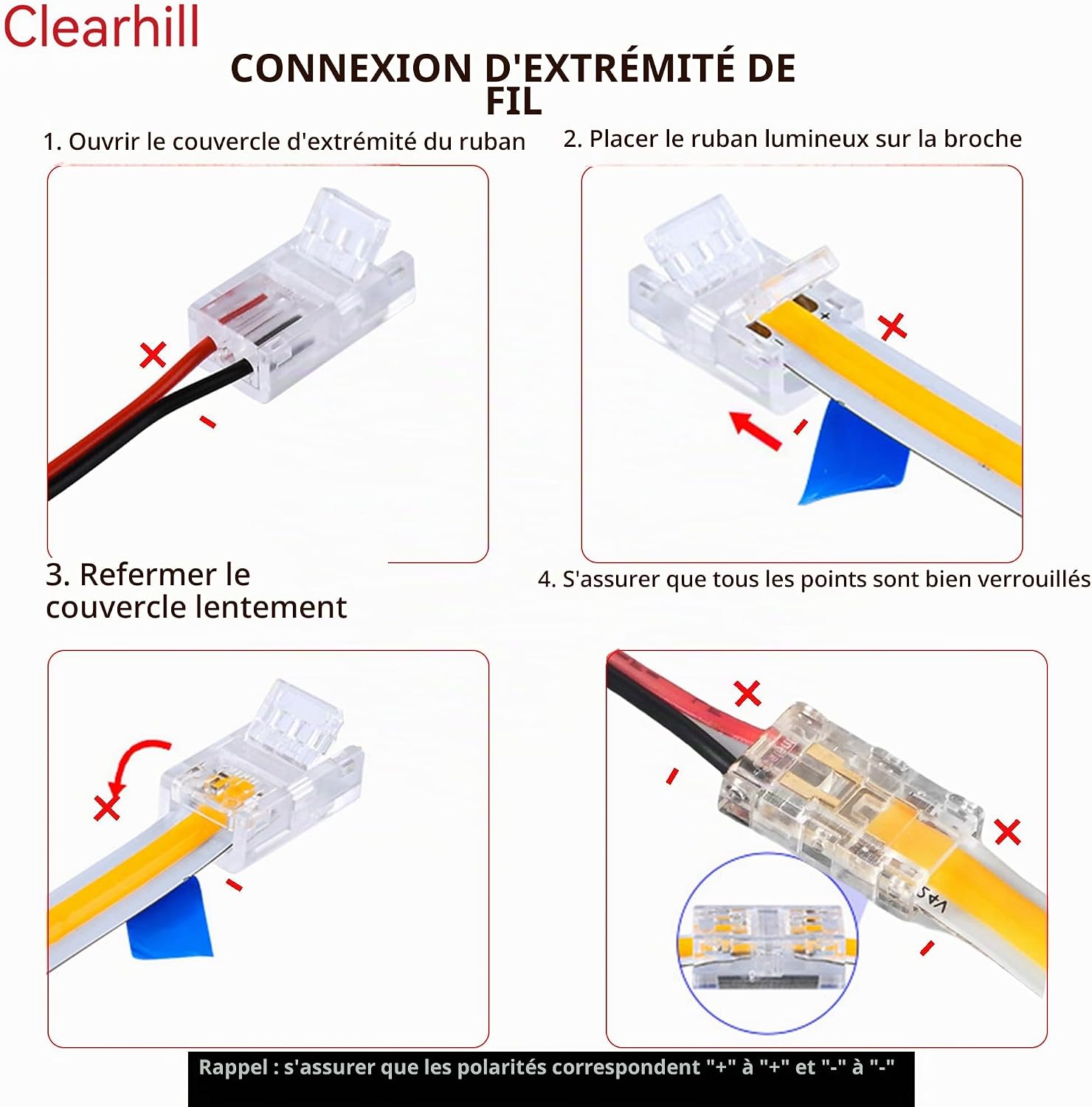 Thumbnail 5 de Clearhill CON-8MM2PIN-WTS20P COB-ledstripconnectoren, 8 mm, 2-polig, 20 stuks