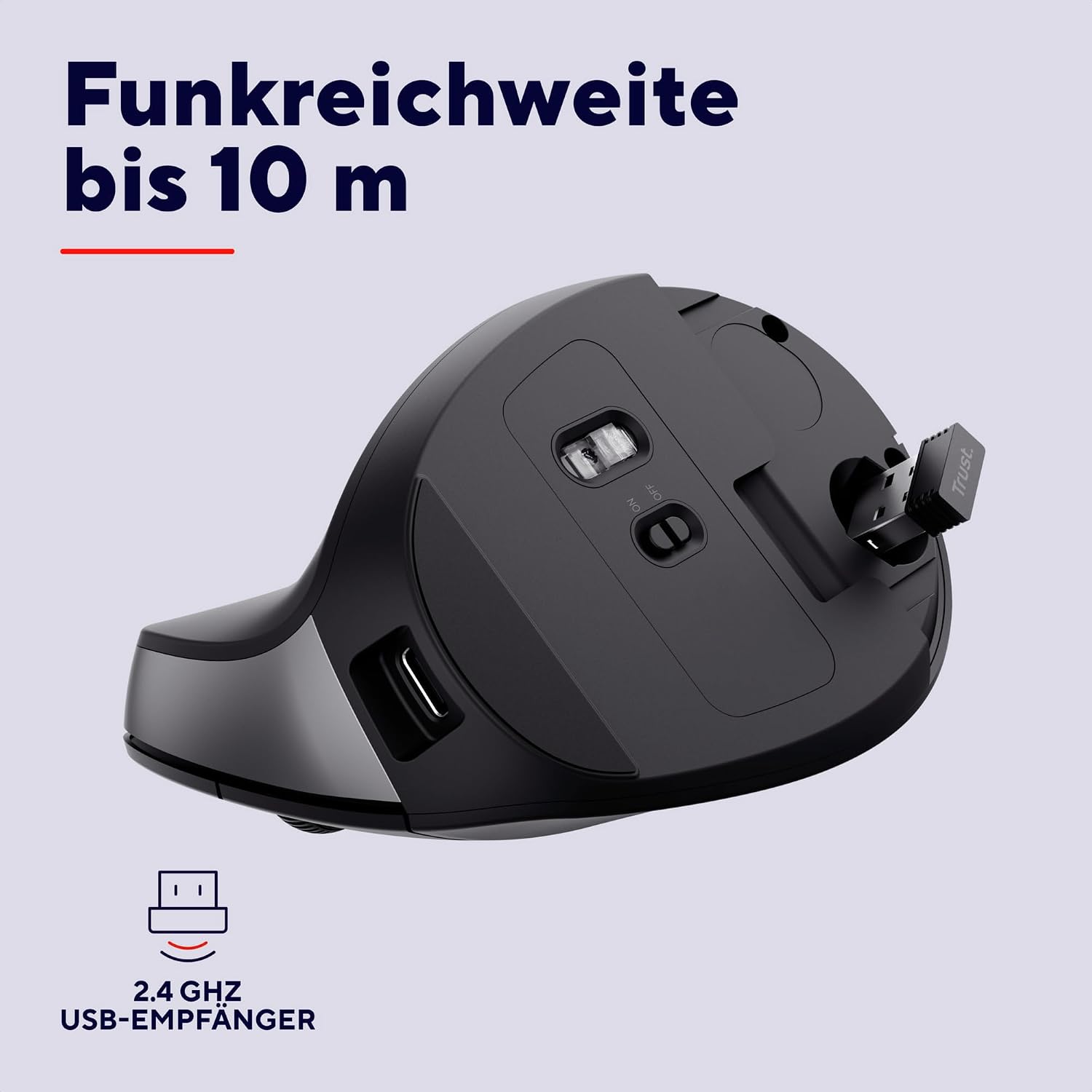 Thumbnail 3 de Trust Yuno vertikale Maus Ergonomisch 2,4 GHz