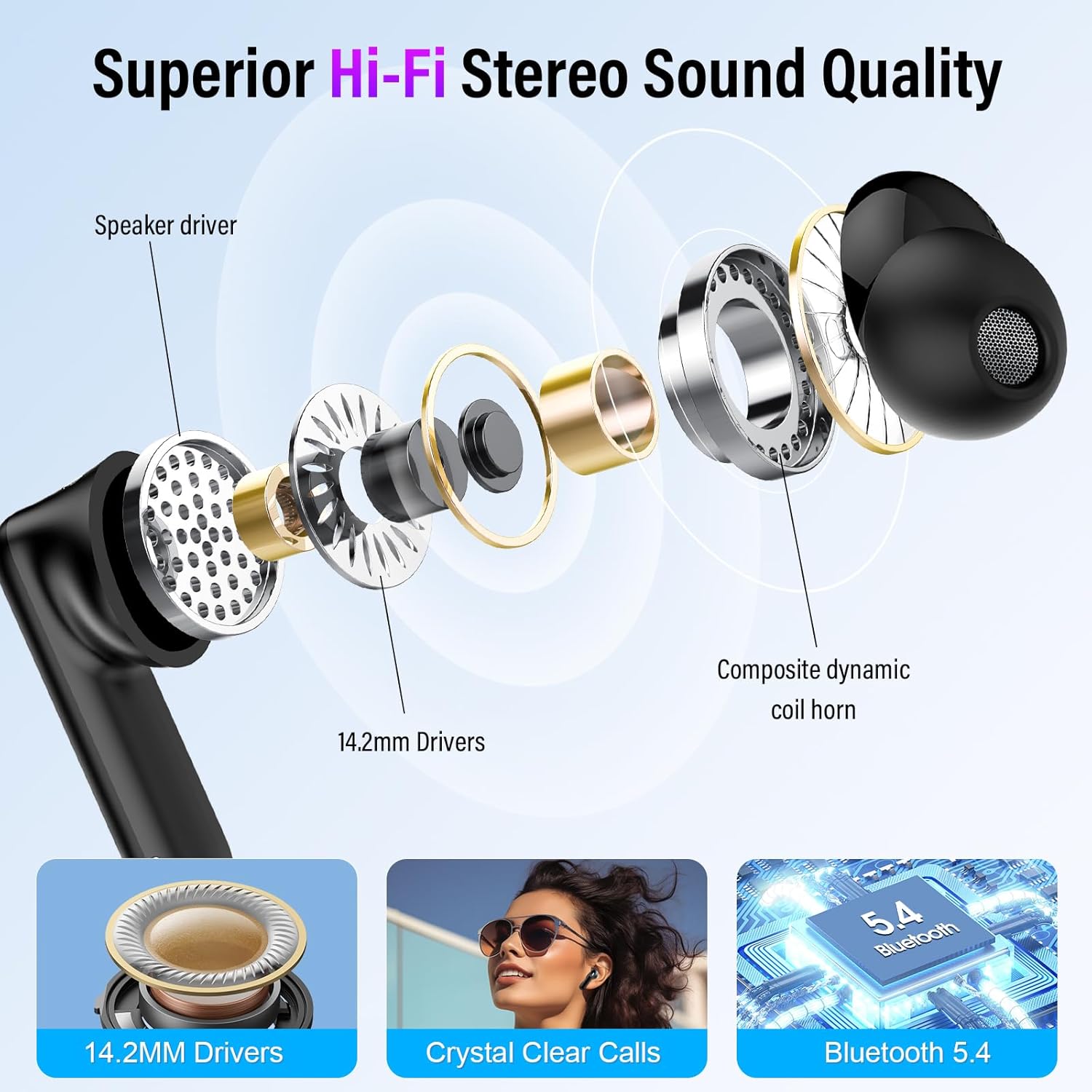 Thumbnail 2 de Wireless Earbuds with Bluetooth 5.4, ANC, ENC, and 48H Battery Life