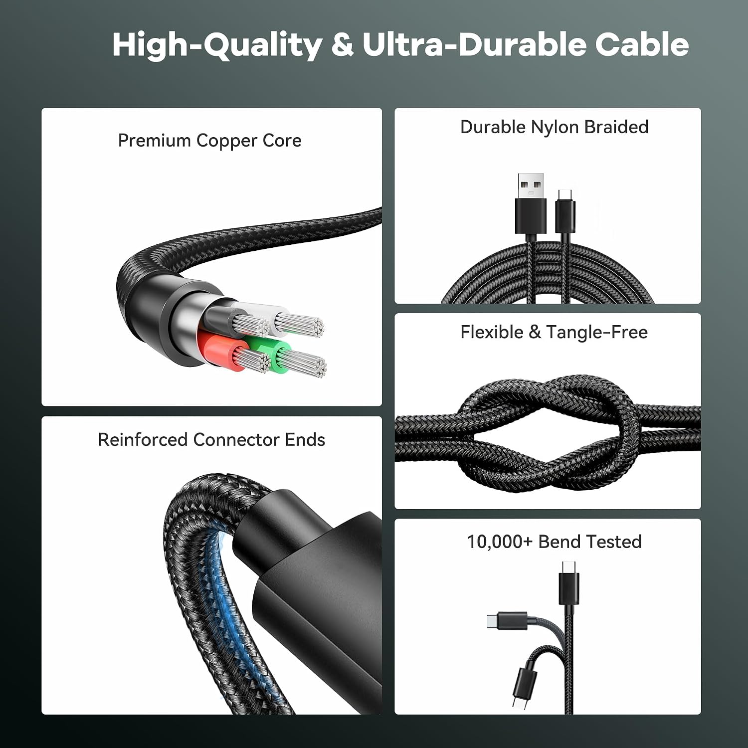 Detalle de Superer 5 ft USB-C Charging Cable for PS5 DualSense and Xbox Series X/S
