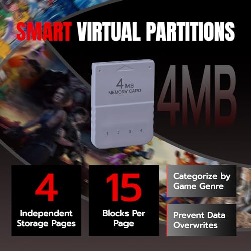 Thumbnail 4 de Mcbazel Scheda di Memoria da 4MB per PS1 e PS One – 60 blocchi, salvataggi veloci e compatibilità PS2