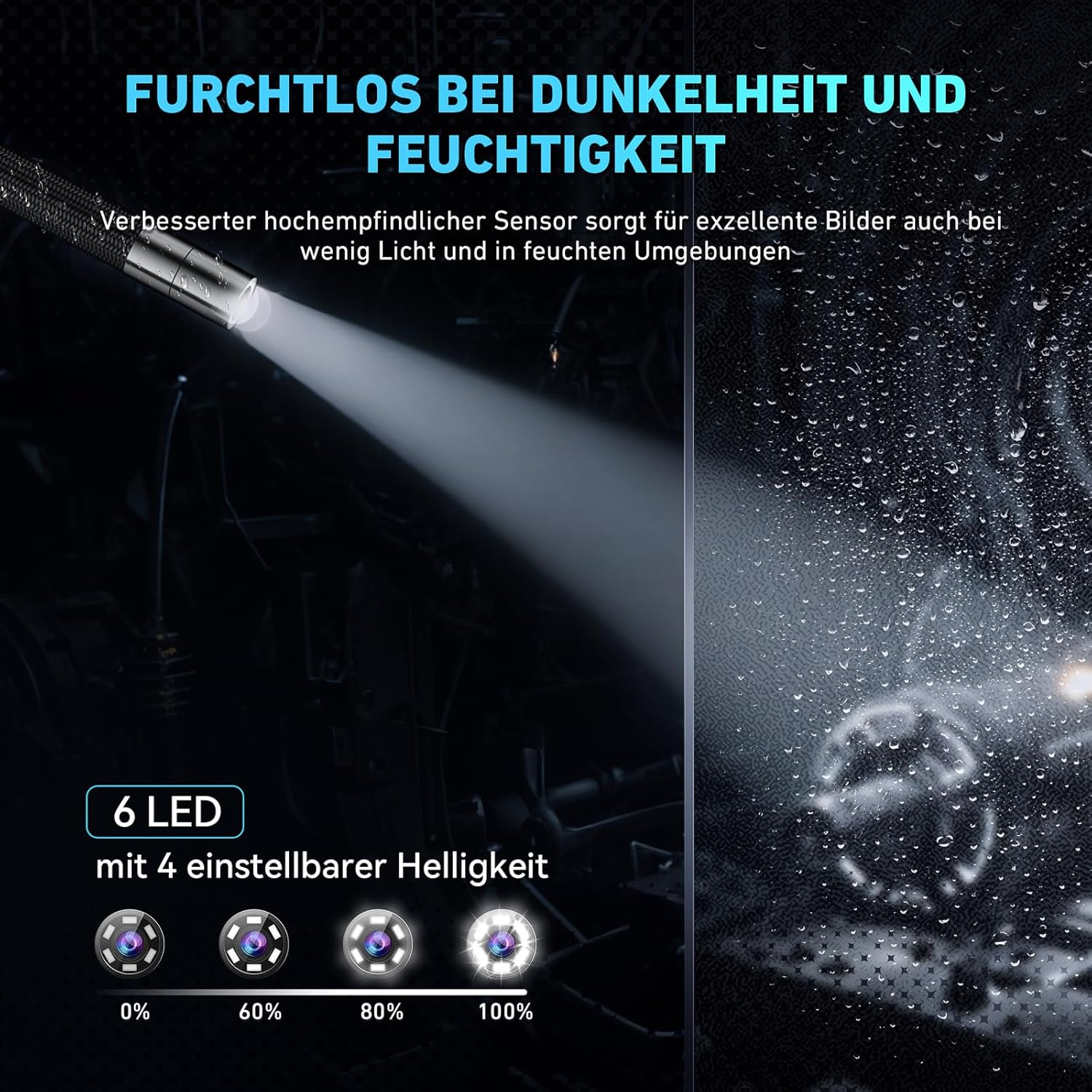 Thumbnail 6 de Ralcam Endoskopkamera mit Licht (6,2 mm) und 210°-Blickwinkel, 4,3" 720p, IP67