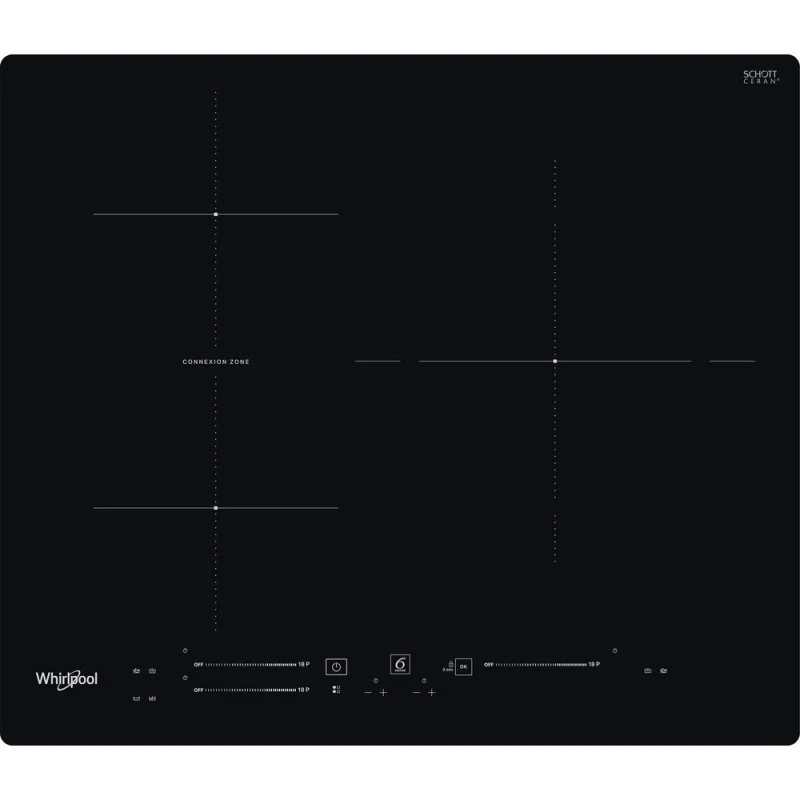 Detalle de Whirlpool WBS5560NE: Placa de inducción de 3 zonas, 60 cm, negro