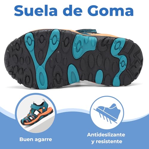 Detalle de Mishansha Sandalias de Verano para Niños con Puntera Cerrada – Azul, 28