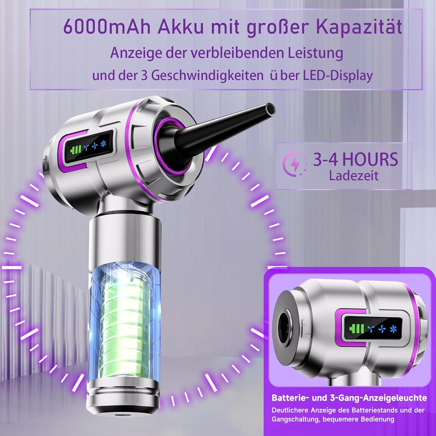 Thumbnail 4 de Lyiazsoy Akku-Handstaubsauger für Auto & Haushalt – kabellos, 3 Saugstufen bis 27.000 Pa, HEPA-Filter