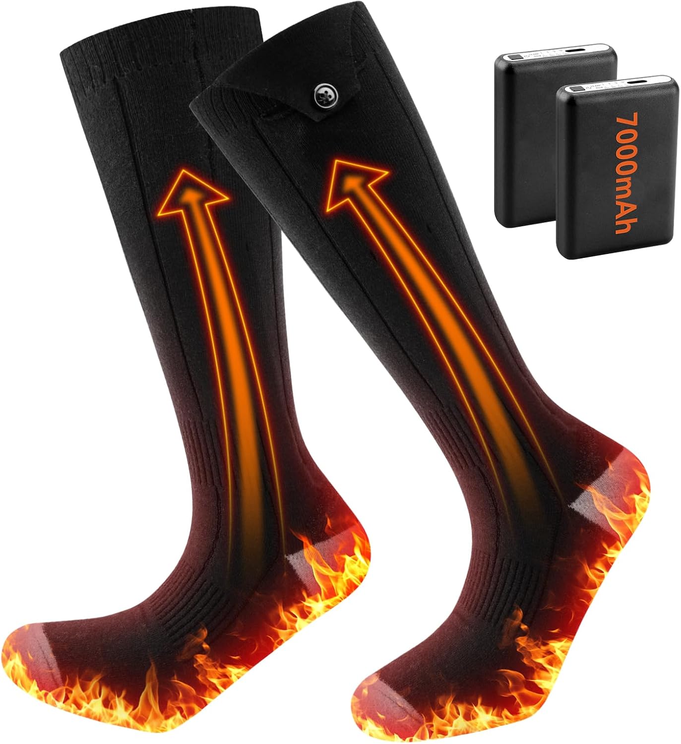Detalle de Powkiwo Rechargeable Heated Socks, 4 Heat Levels, Washable, One Size