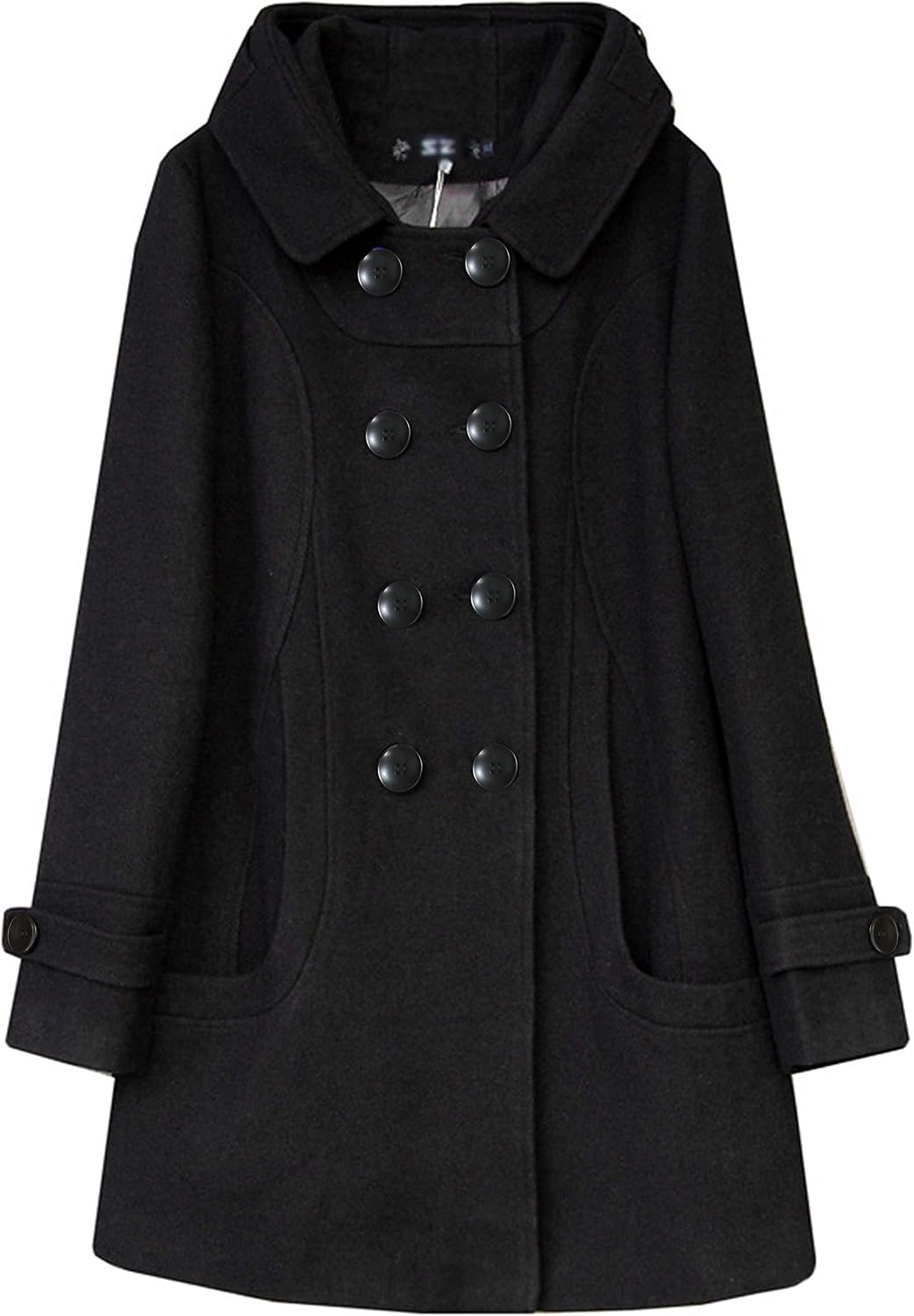 Detalle de Tanming Wool Pea Coat Hooded, Double Breasted