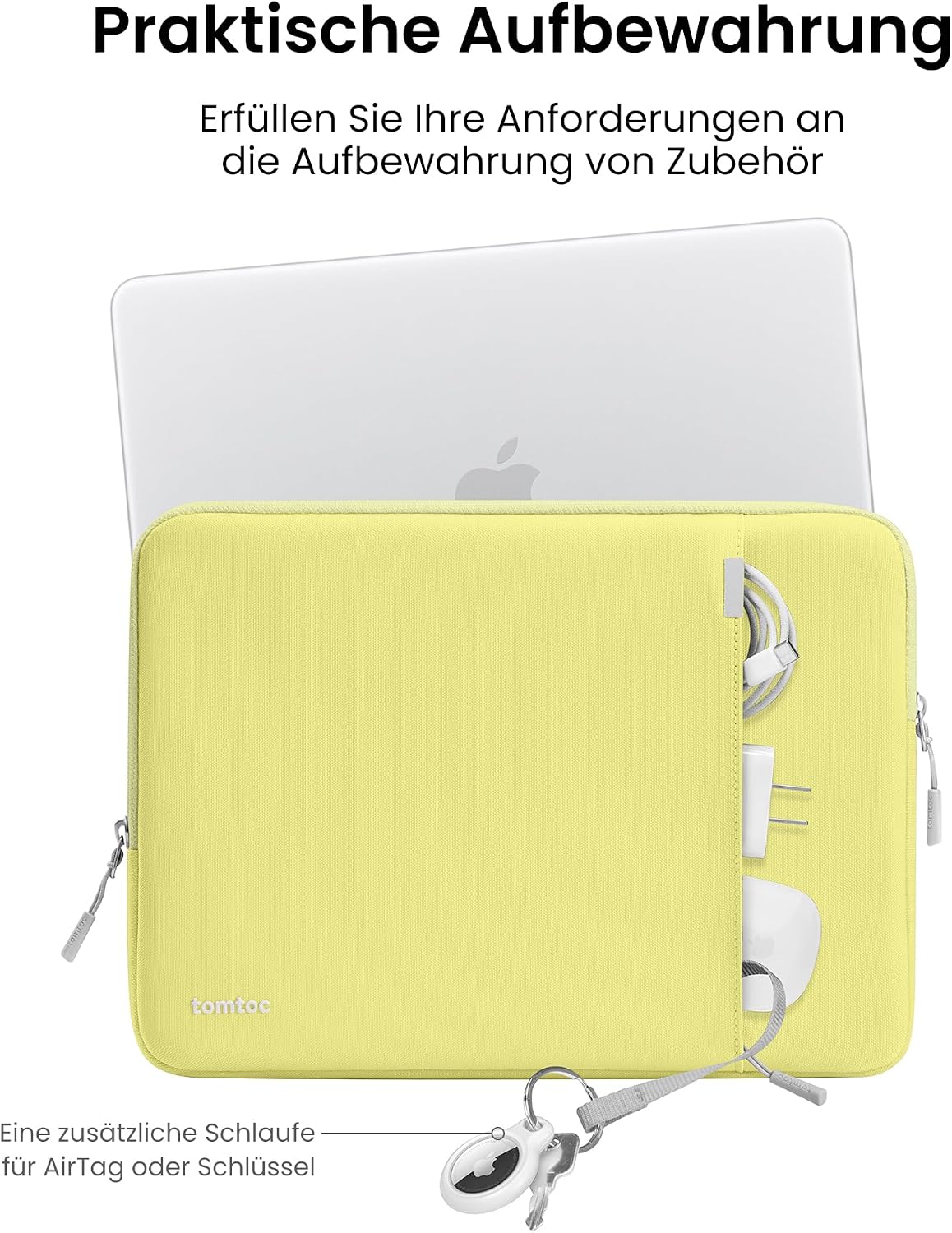 Detalle de tomtoc 360° MacBook Neo Hülle Tasche für 13 Zoll MacBook Neo A3404 (2026) – Militärschutz, recyceltes Material und praktische Aufbewahrung