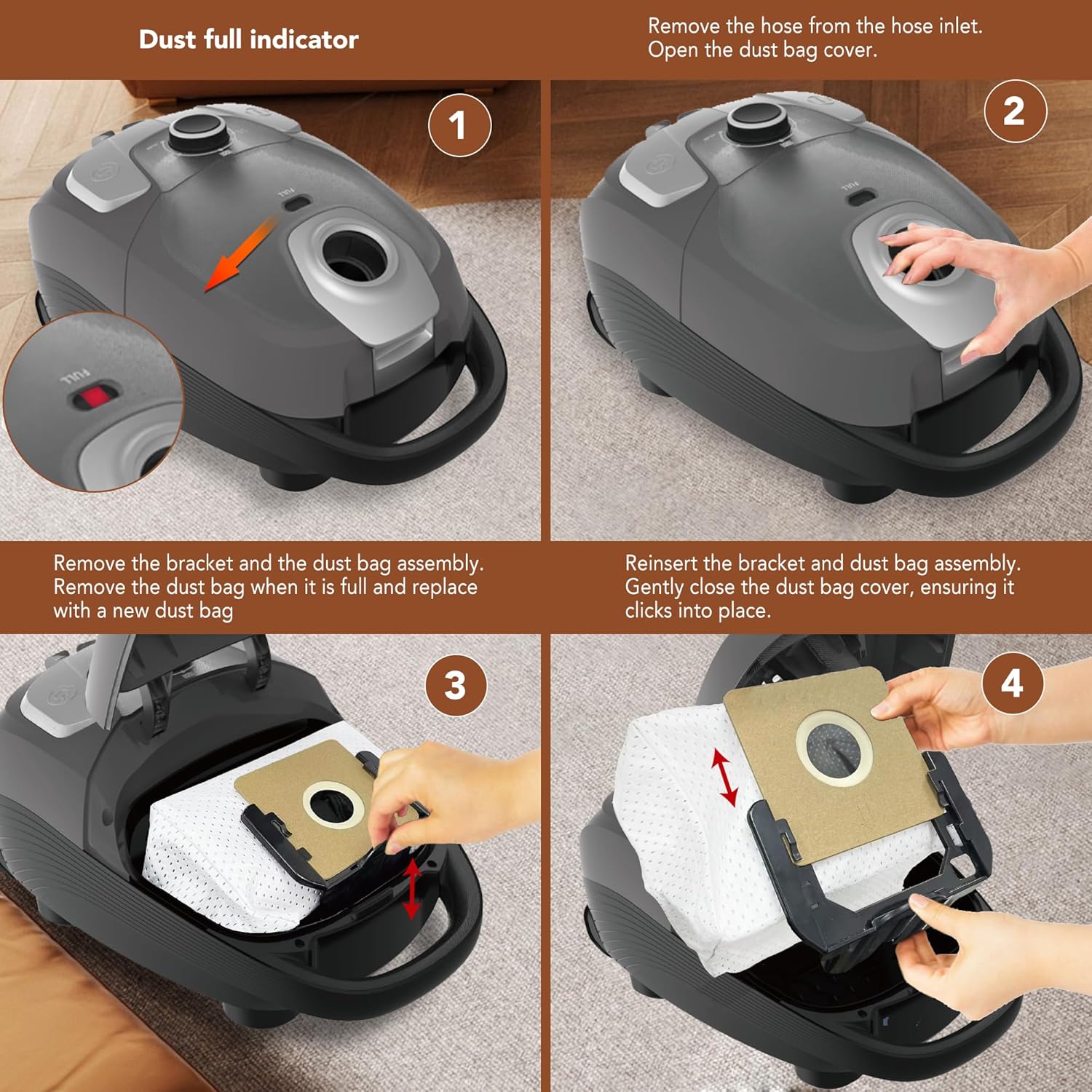 Thumbnail 4 de Akitas C11 900W Bagged Vacuum Cleaner: Quiet, Large-Capacity Cleaning for Hard Floors & Carpets