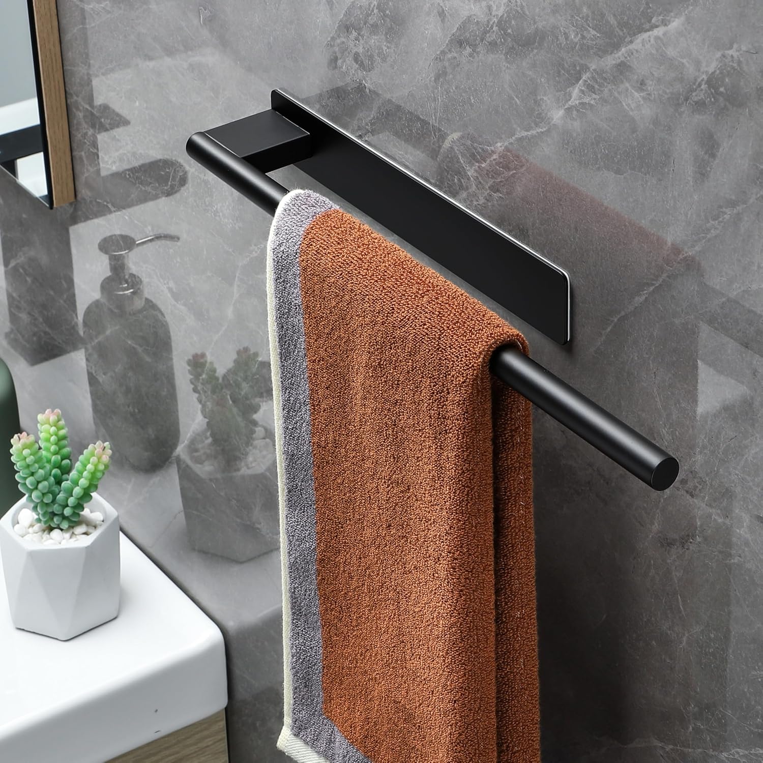 Detalle de Gsocel porta asciugamani a braccio con colla in acciaio inox, 39 cm, nero