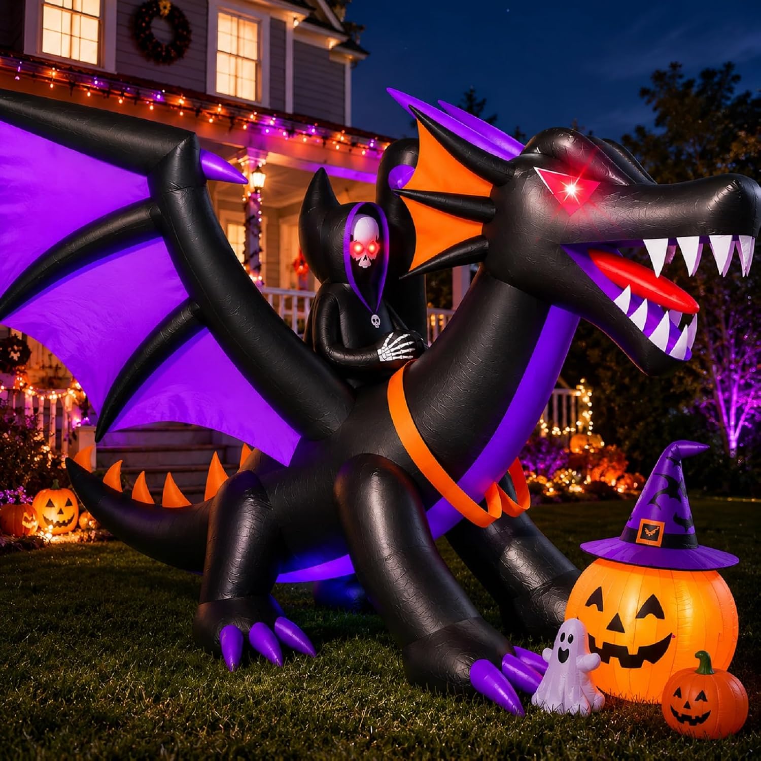Detalle de Skirfy 25166 11FT Inflatable Dragon with Multicolor LED Lights