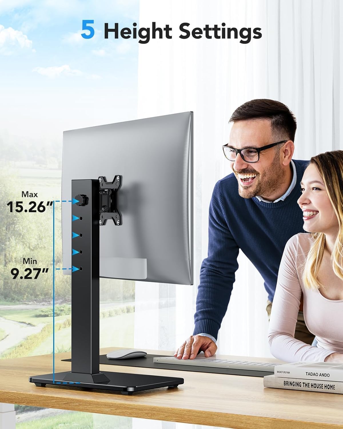 Detalle de HUANUO Supporto Monitor Scrivania: Braccio VESA indipendente per schermi 13–34", fino a 20 kg