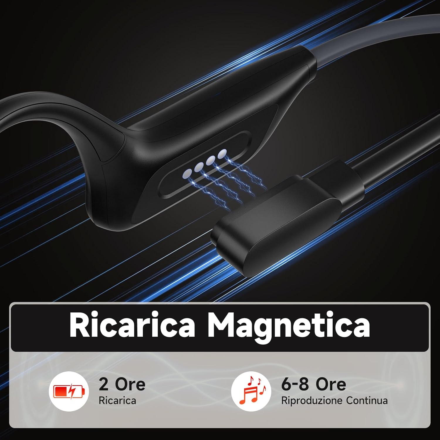 Detalle de MANKIW Cuffie Conduzione Ossea IP68 Open Ear Bluetooth 6.0: performance senza orecchio chiuso