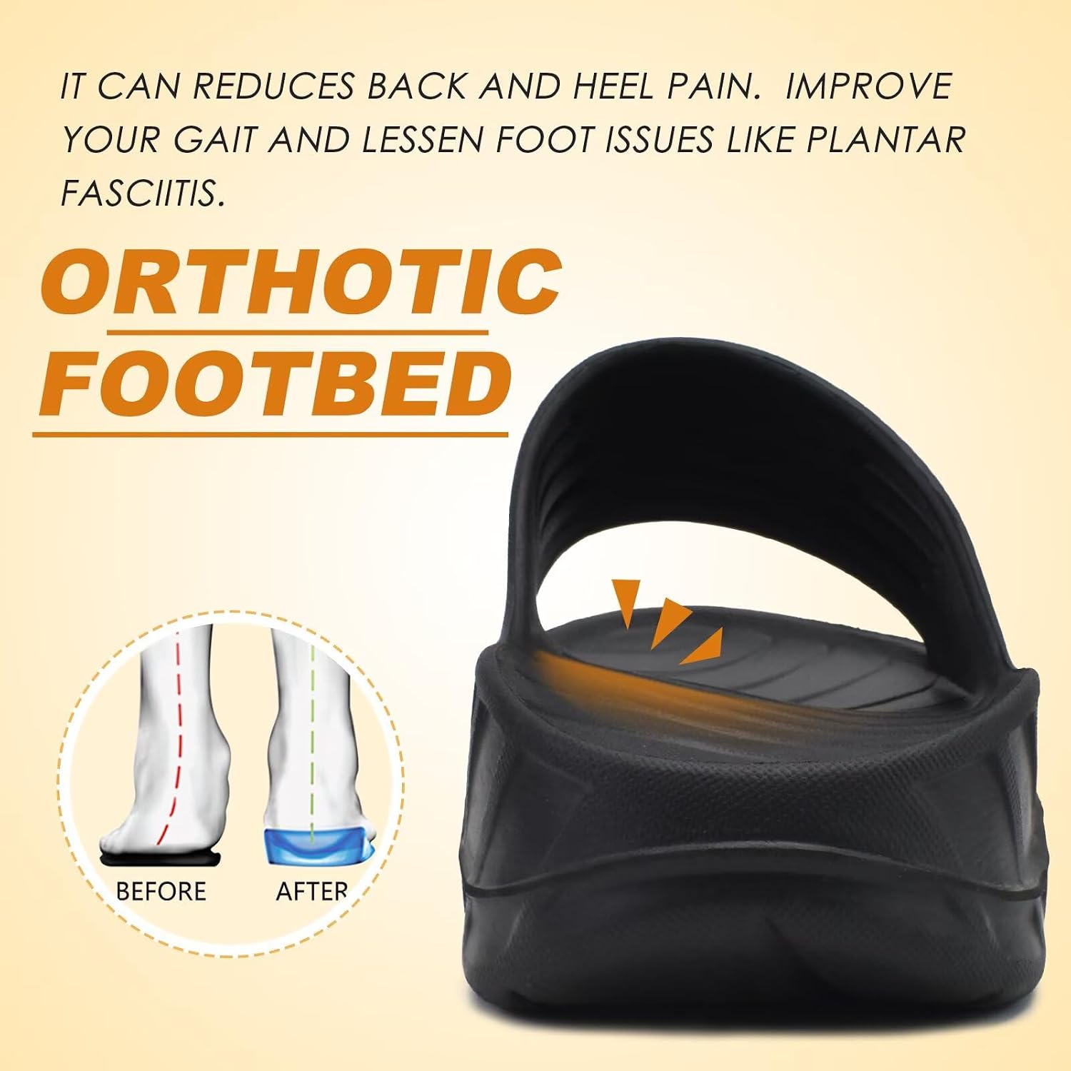 Thumbnail 4 de KuaiLu Men's Recovery Sandals with Orthotic Arch Support – Thick Cushion, Open Toe, Wide Width, Waterproof