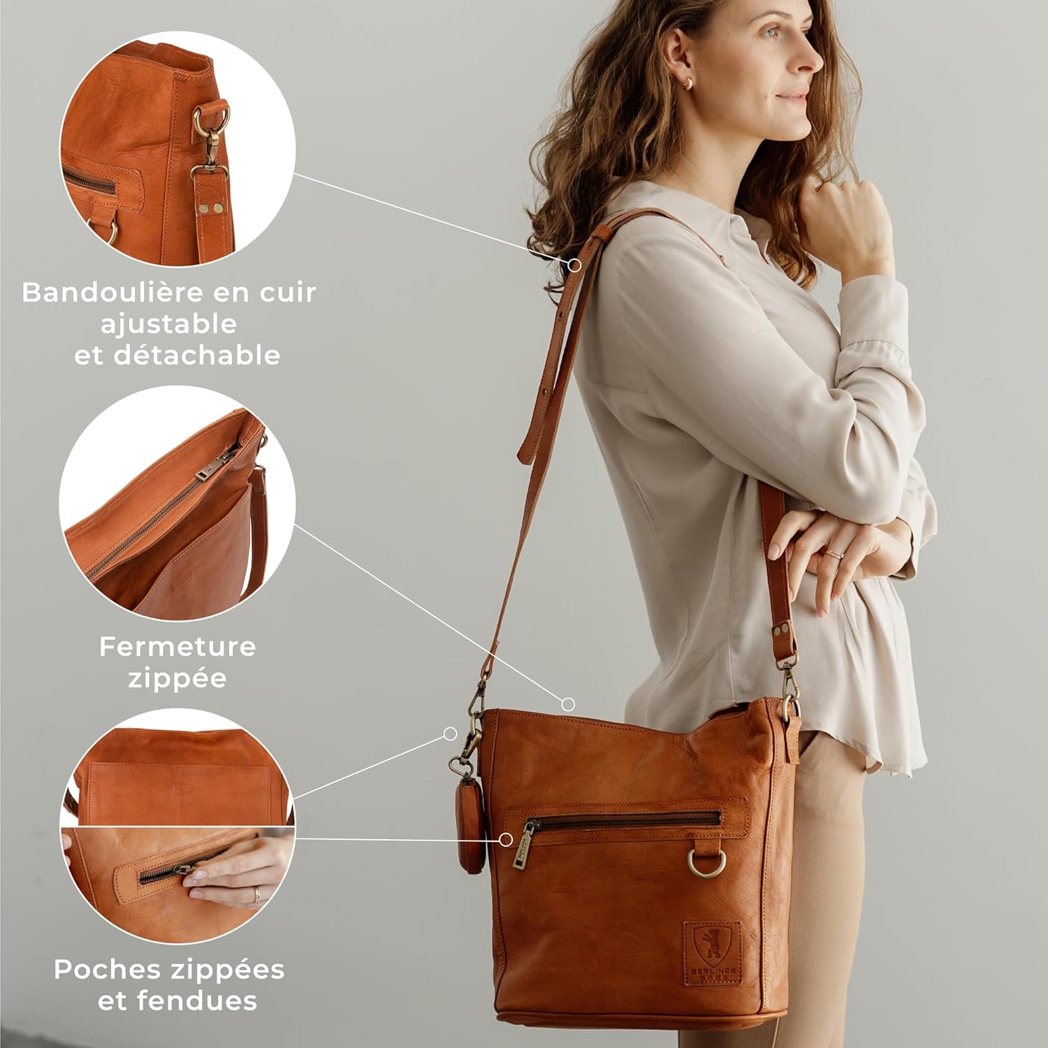 Thumbnail 3 de Berliner Bags Siena Sac Bandoulière cuir Femme