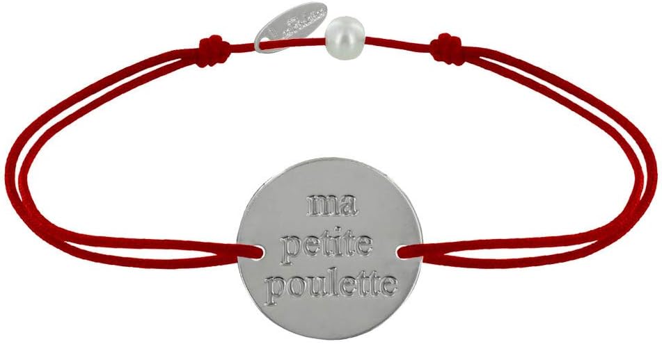Thumbnail 4 de Les Poulettes Bijoux bracciale con medaglia placcata argento rotonda Ma Petite Poulette