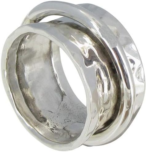 Thumbnail 1 de Les Poulettes Bijoux - Bague Argent 925 Tube Martelé et son Anneau Mobile