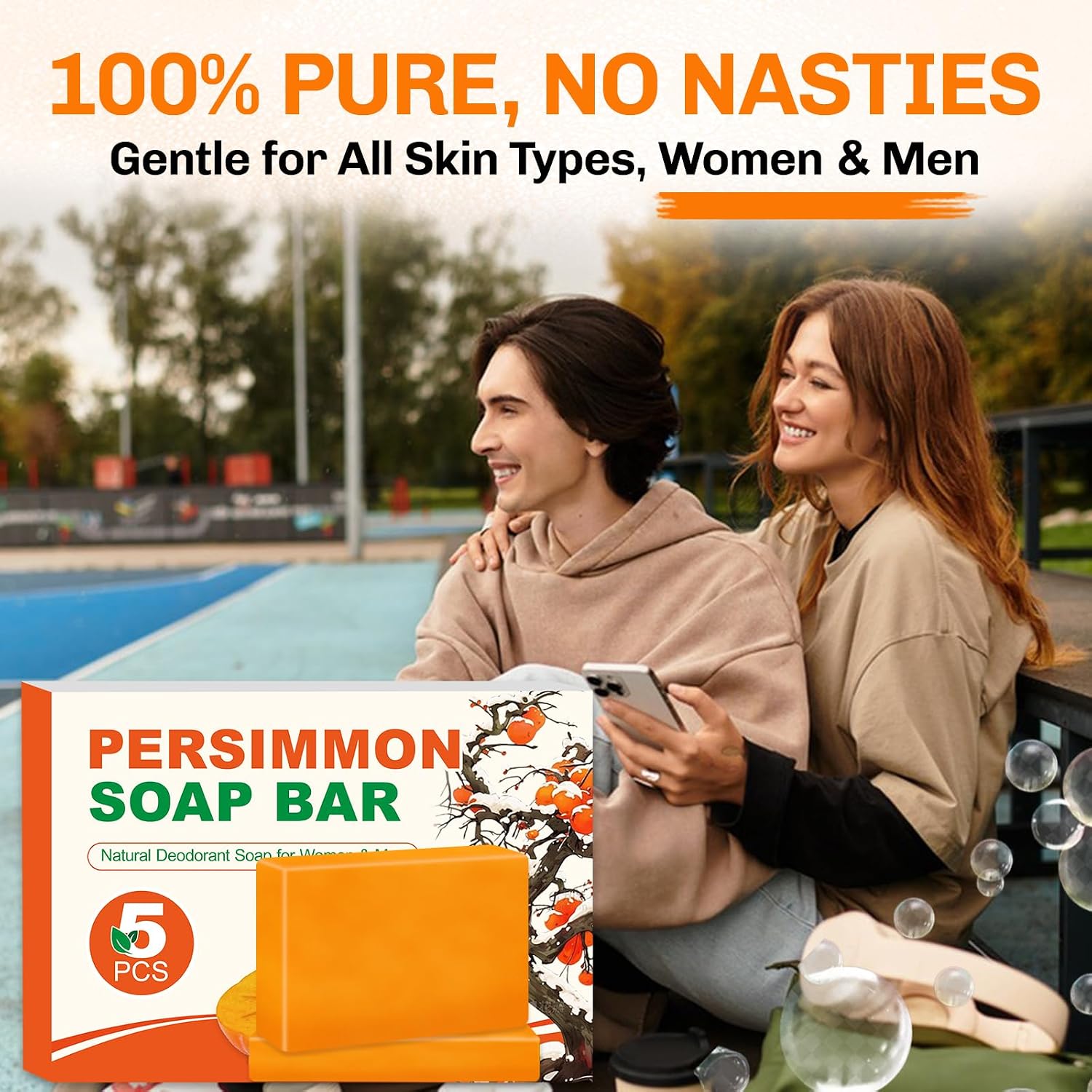 Thumbnail 6 de NXPPYY Persimmon Soap Bars, 5-Pack with 2 Mesh Bags for Body Odor