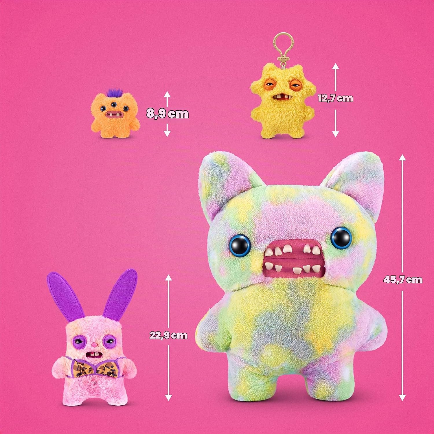 Thumbnail 6 de Fuggler 157115B Rabid Rabbit pluchen speelgoedfiguur, 9 inch, neonroze
