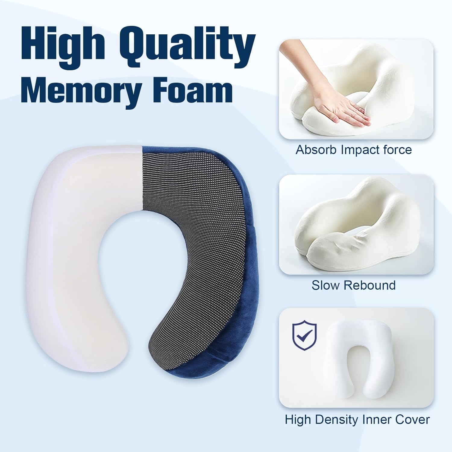 Thumbnail 4 de Cirold Nackenkissen Flugzeug – Verstellbares Memory Foam Reisekissen mit Ohrstöpseln, Augenmaske und Tragetasche