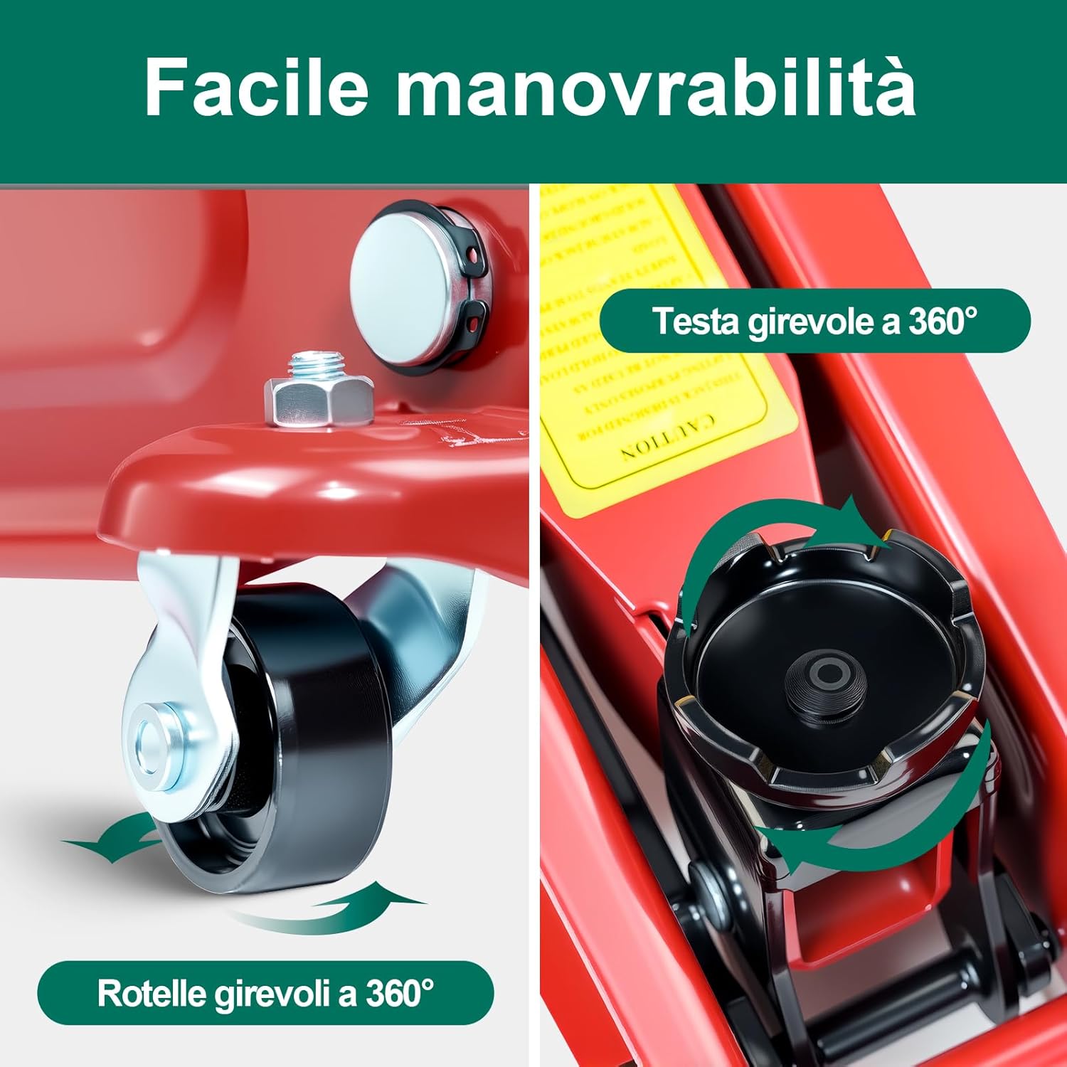 Thumbnail 3 de HYCHIKA Cric a Carrello 3T idraulico per auto, gamma di sollevamento 135–370 mm e ruote 360°