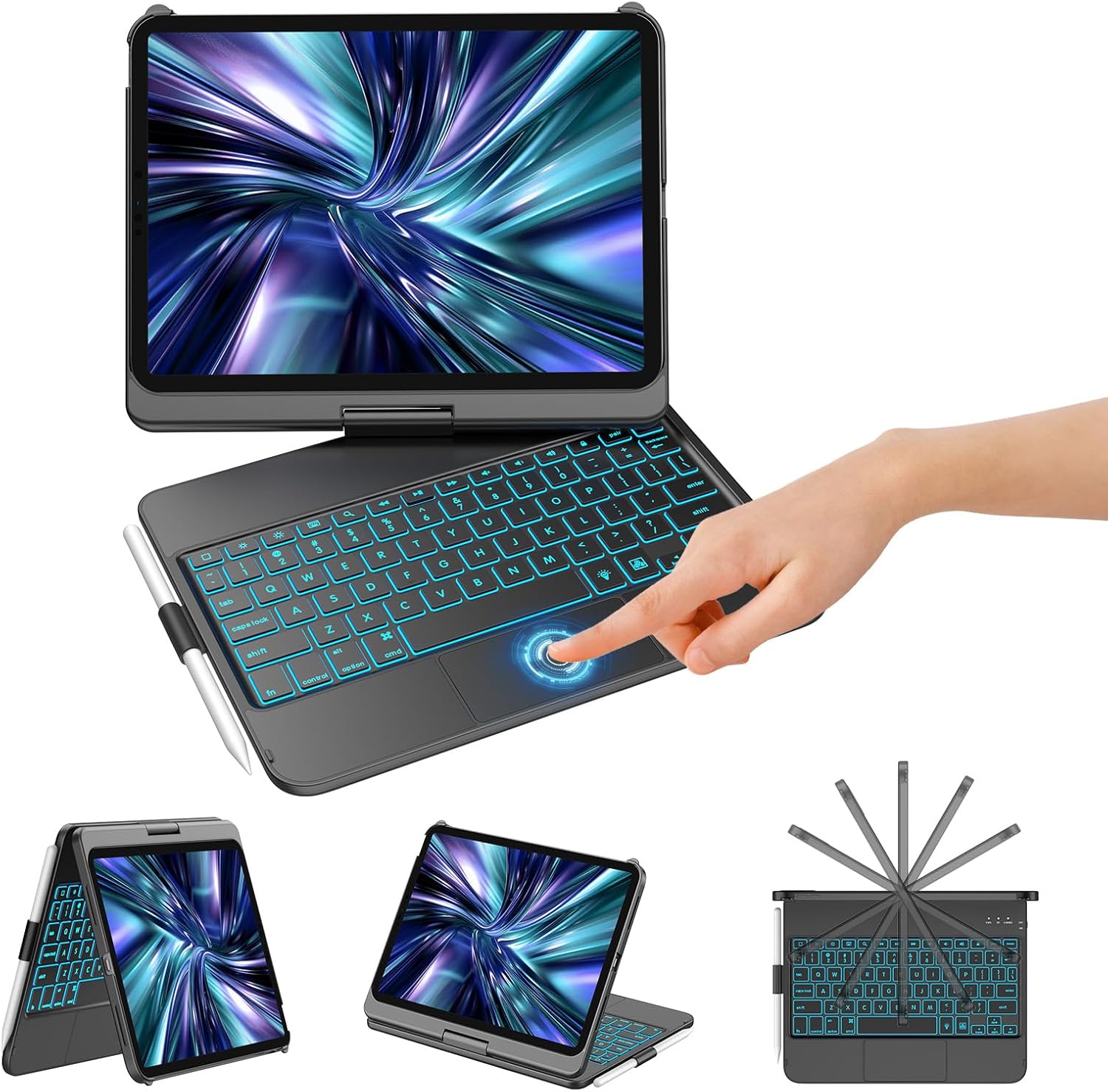 Detalle de KBCASE Keyboard Case for iPad 10th & 11th Gen with 360° Rotatable Keyboard and Trackpad (UK Layout)