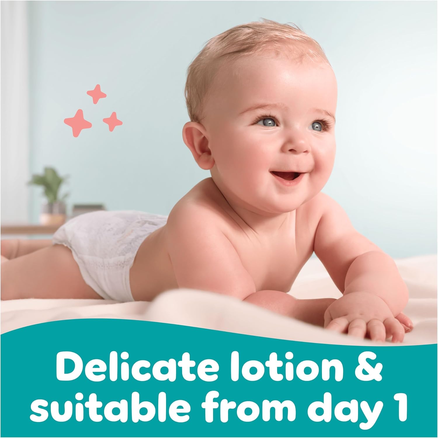 Detalle 2 de Pampers Sensitive Baby Wipes Plastic Free (52 wipes) – 780 Wipes in Total, 2-in-1 Clean & Protect