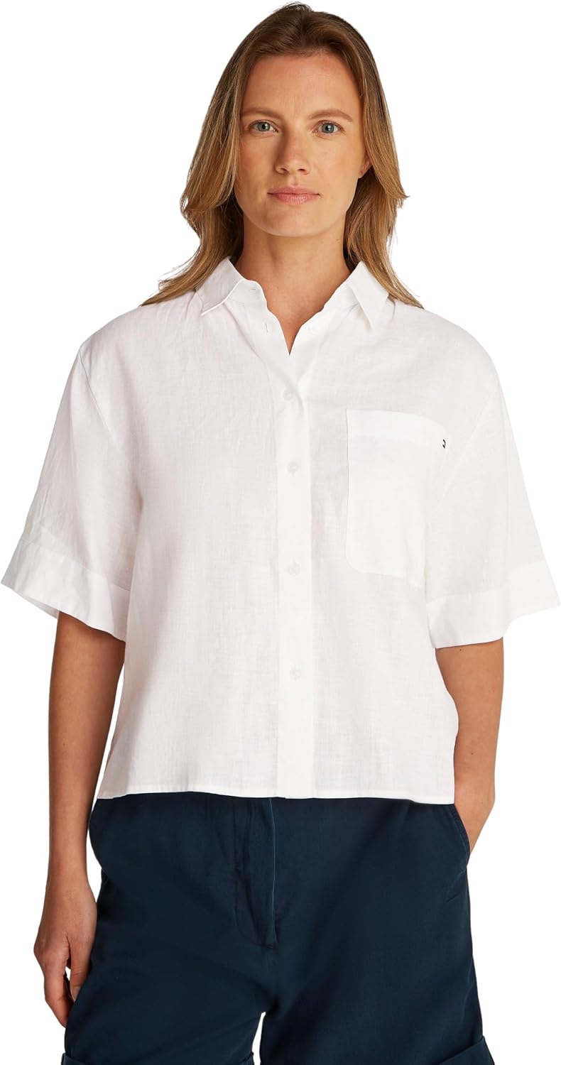 Thumbnail 6 de Tommy Hilfiger Damen Hemd Linen Relaxed Kurzarm