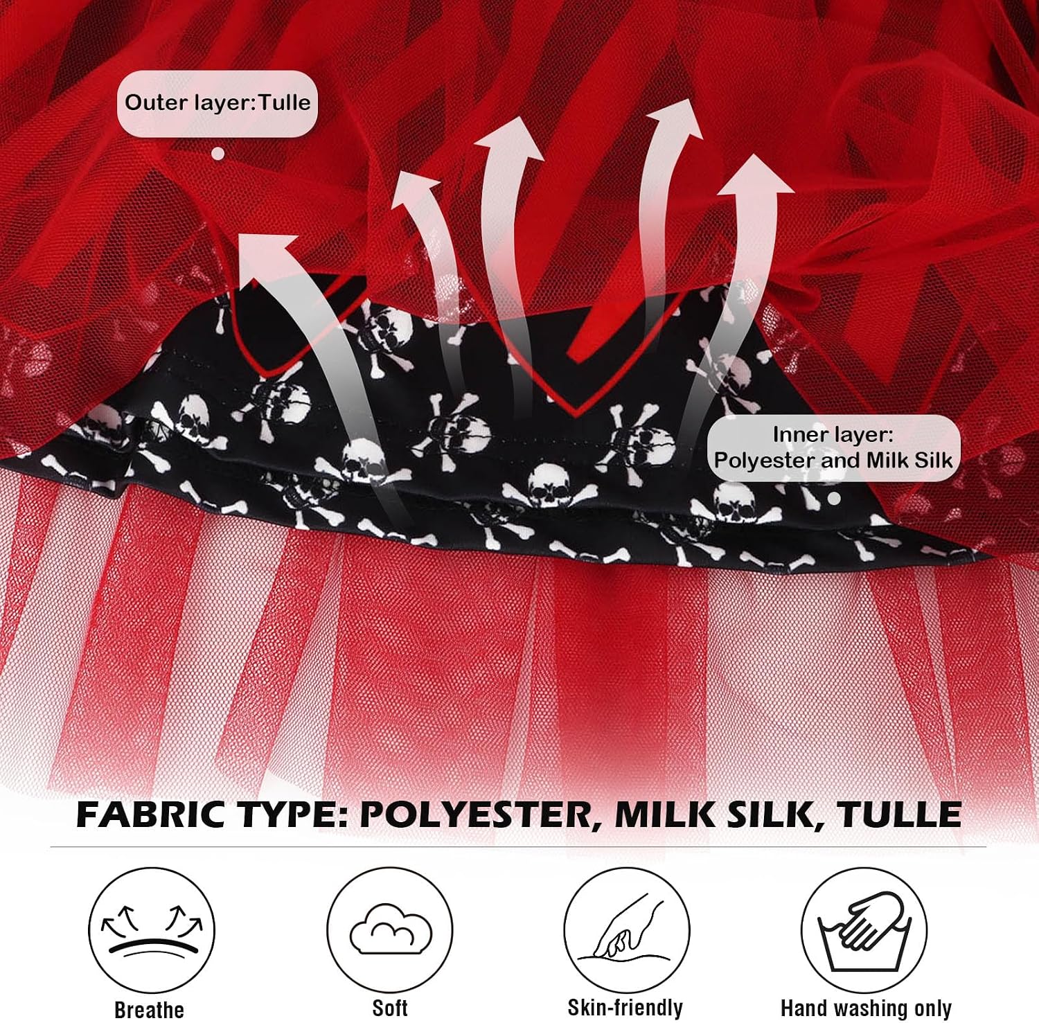 Detalle de HenzWorld Girls Pirate Costume Flutter-Sleeve Tulle Dress for Kids