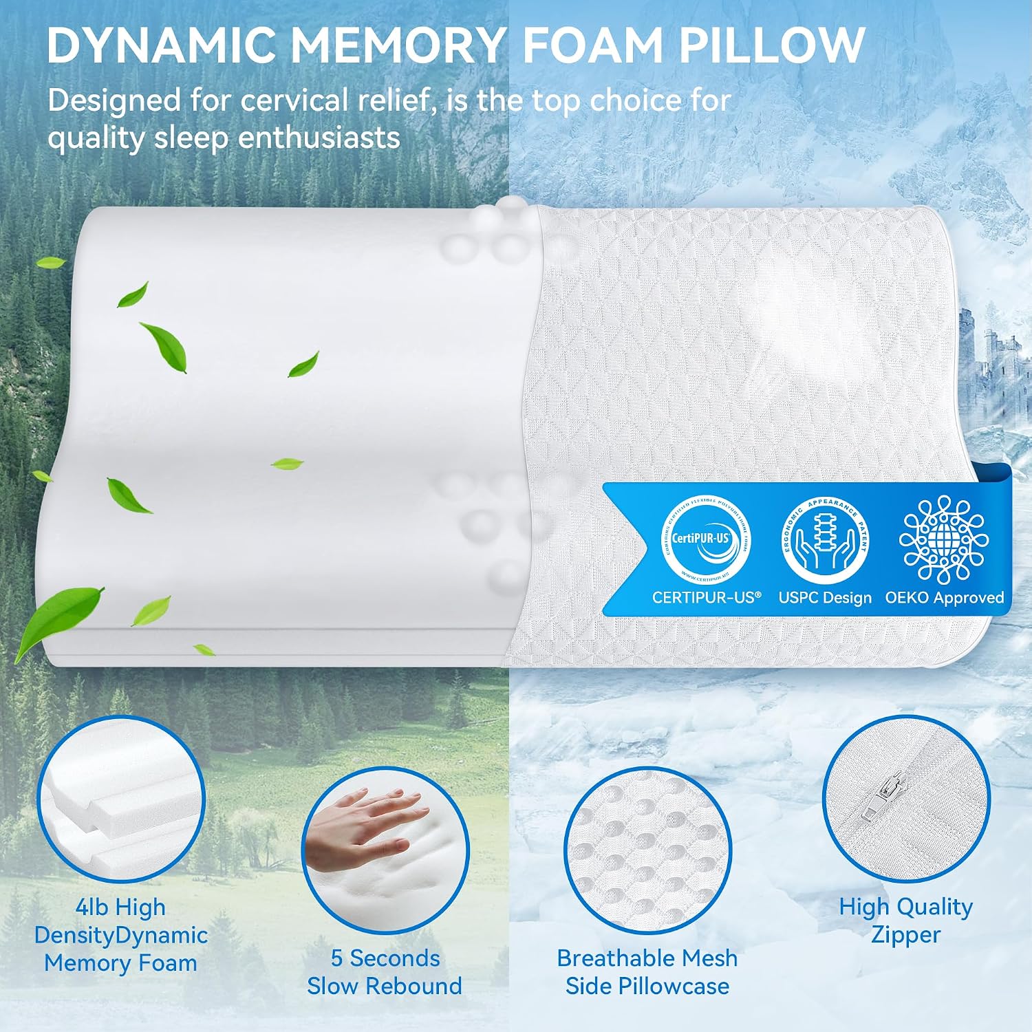 Detalle de Zibroges Cervical Pillow with Memory Foam