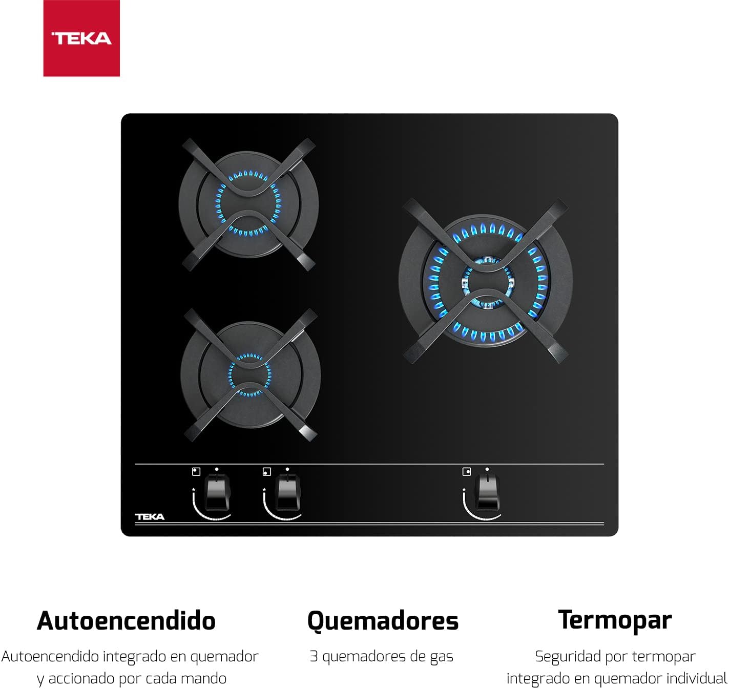 Detalle 1 de Teka GBC 63010 Placa gas 60 cm 3 fuegos
