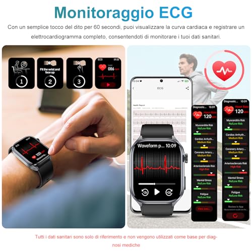 Detalle de YYKY 2026 Smartwatch ECG: display HD, pressione sanguigna, AI-GPT e IP68 in metallo