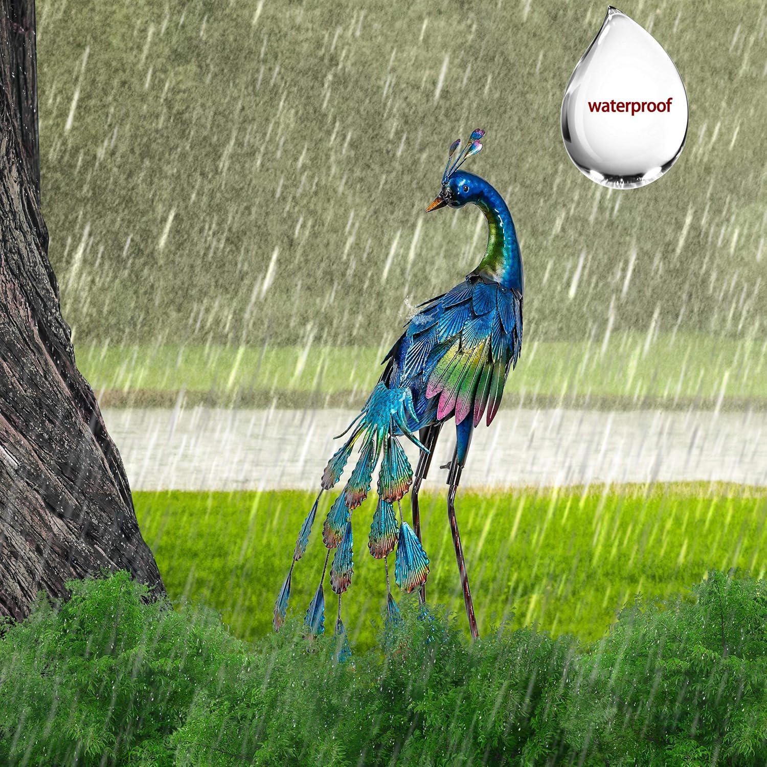 Thumbnail 6 de Teresa's Collections Large Garden Peacock Ornament