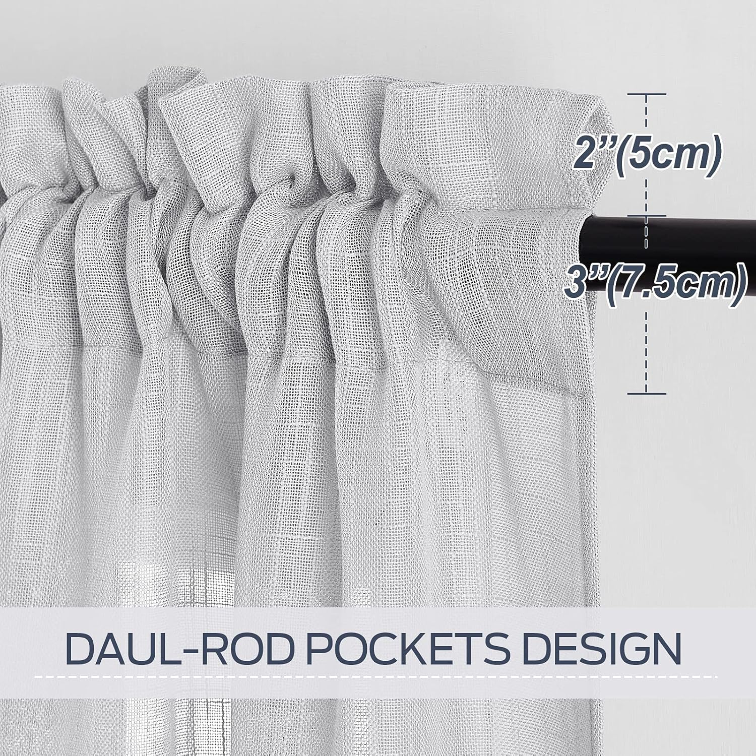 Thumbnail 1 de PONY DANCE Bedroom Sheer Voile Curtains for Sliding Glass Door – Light Grey, 1 Pair