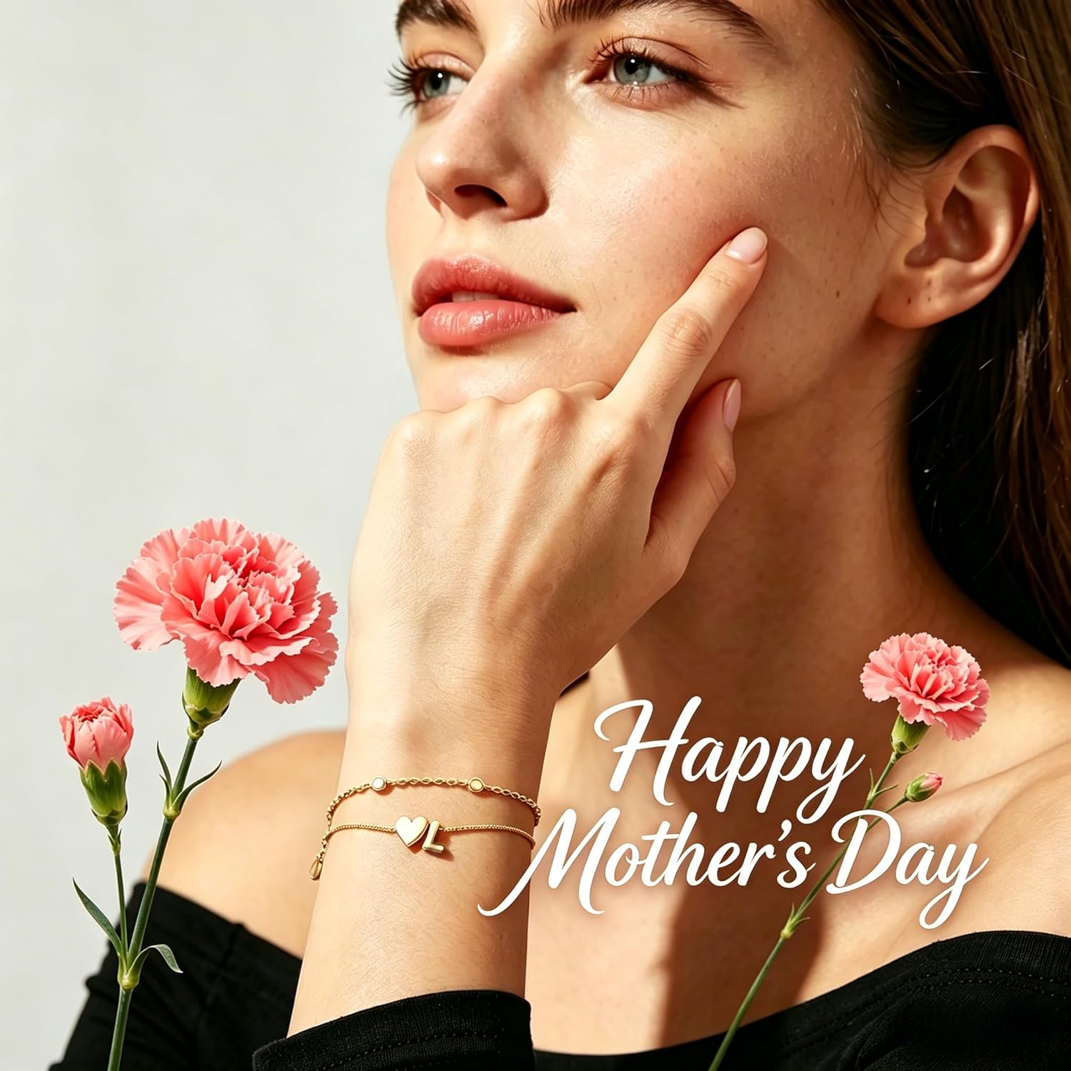 Thumbnail 2 de Turandoss Muttertagsgeschenk: Initialen-Armband mit Herz & Zirkonia (vergoldet, 14K) für Damen