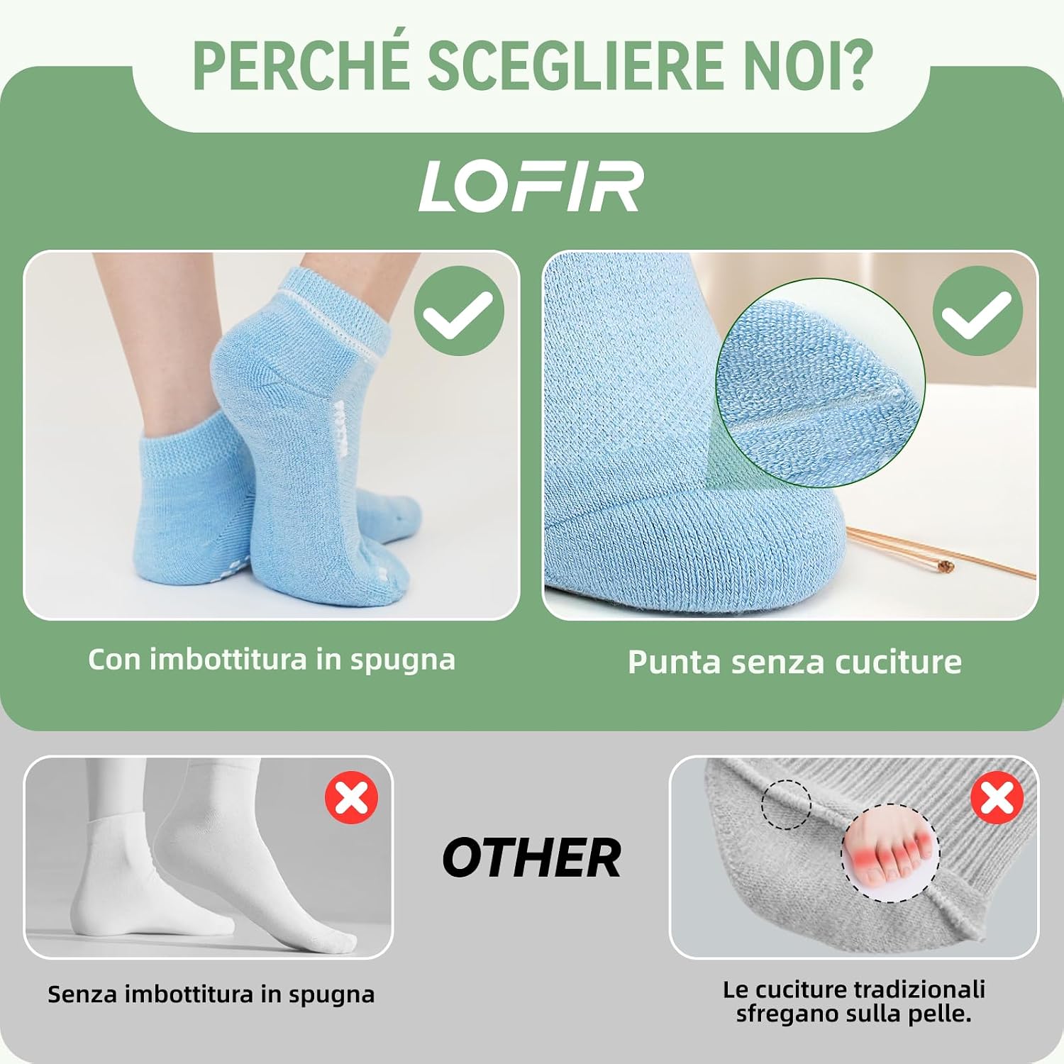 Thumbnail 4 de LOFIR calzini donna antiscivolo in fibra di bambù per diabetici, senza elastico e senza cuciture (6 paia)