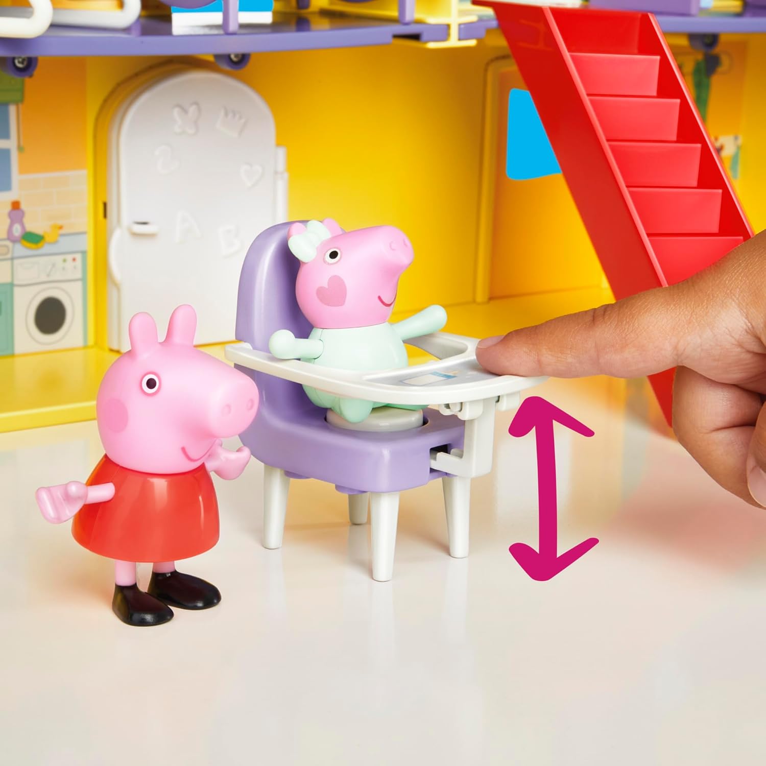 Detalle de Peppa Pig Peppa's Big Family House Playset with Baby Evie (2025 Version) – 2-Story Playset with 3 Figures and 11 Accessories