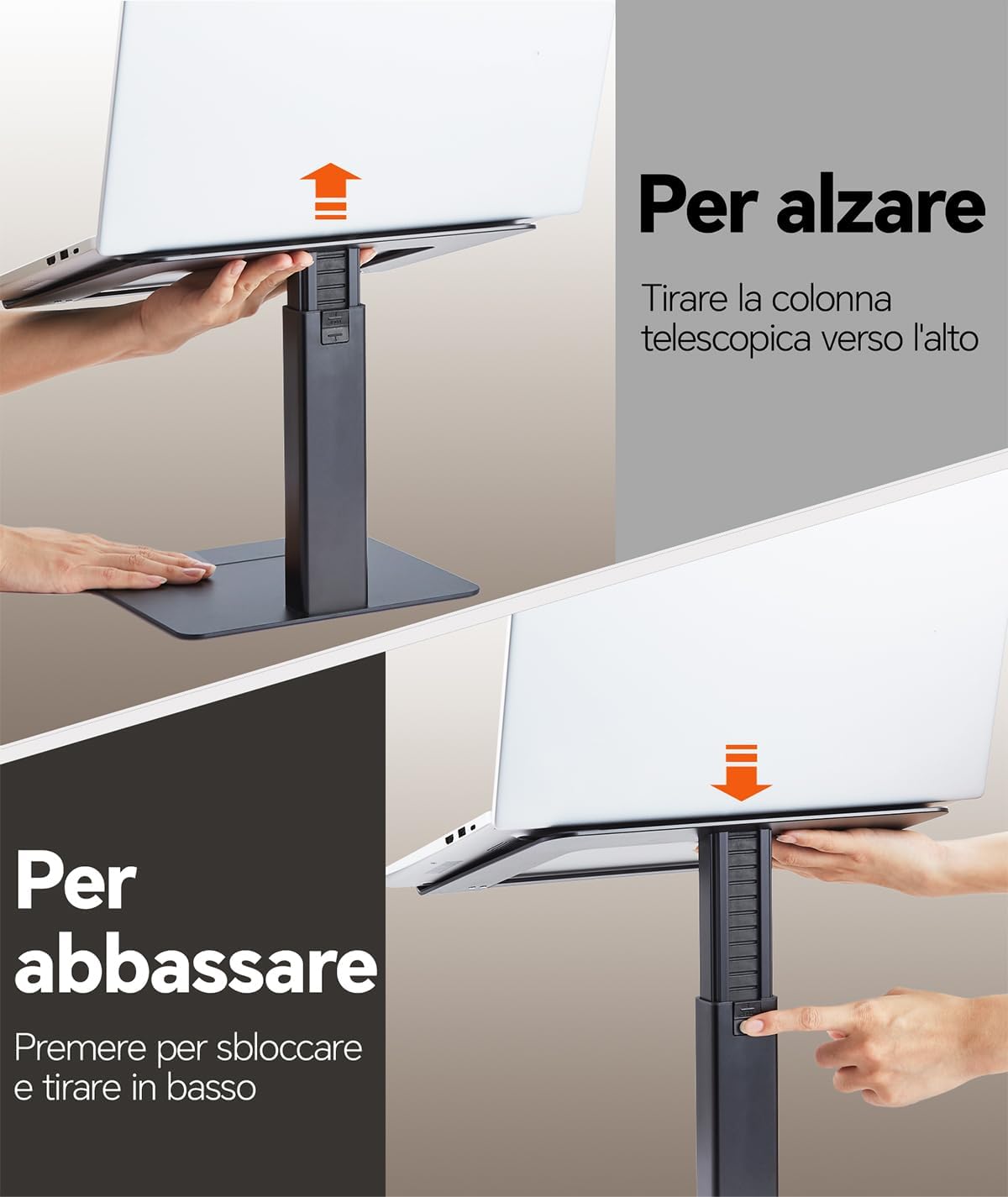 Thumbnail 4 de Supamir: Supporto PC Portatile Regolabile 16 livelli, da seduti a in piedi, 13–16,5” – Nero opaco