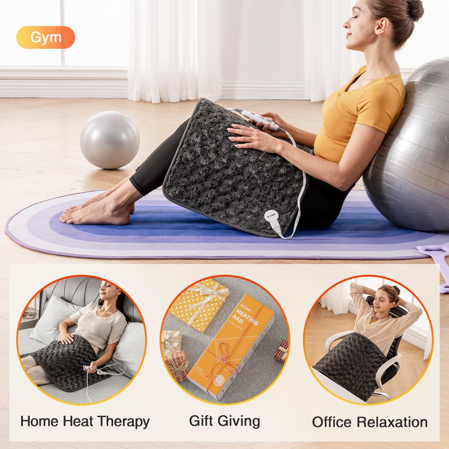 Detalle 2 de WOOMER HPU-004 Heating Pad, 17" x 33", 6 Heat Settings, Moist Heat