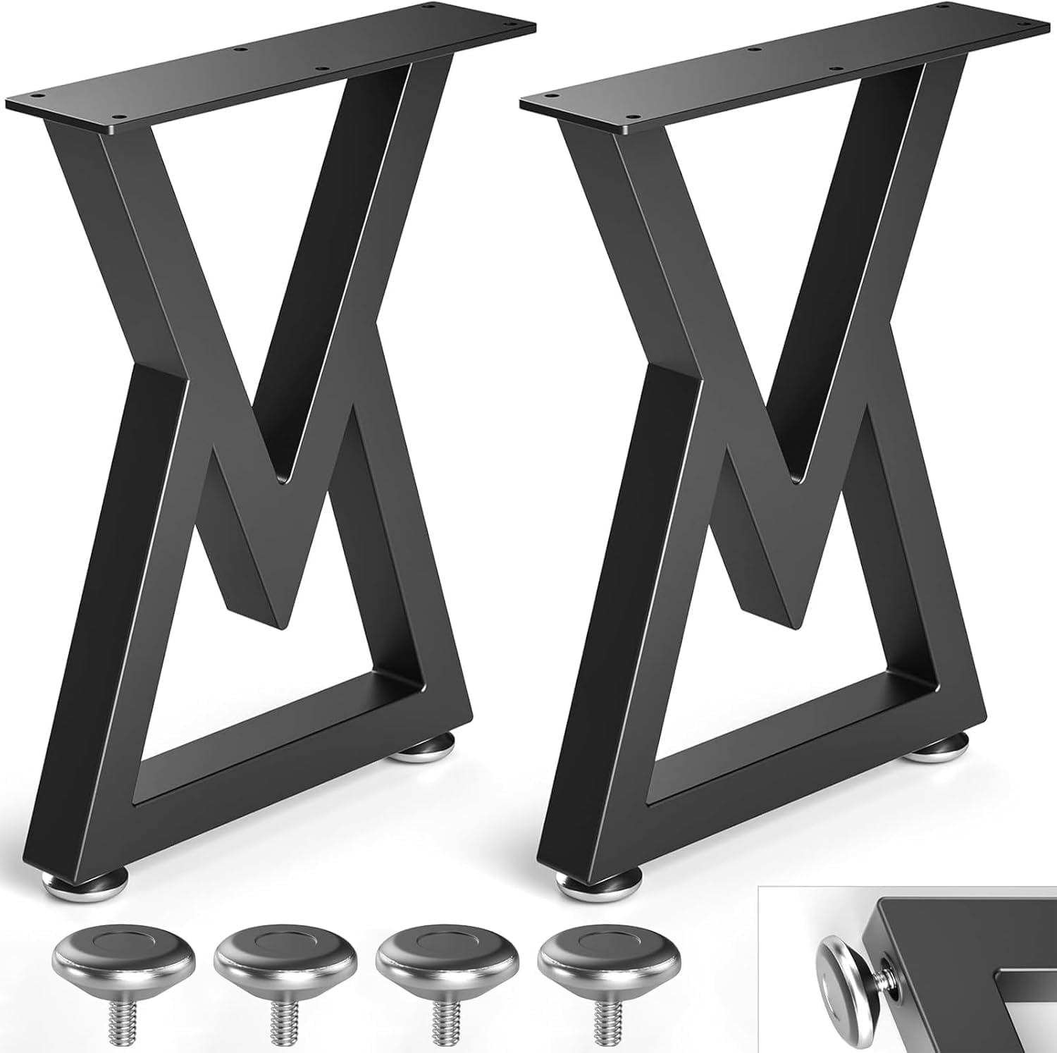Likapop 36'' V-förmige Metall-Tischbeine – stabile schwarze Bankbeine, Breite 45 cm x Höhe 91 cm, 2 Stück
