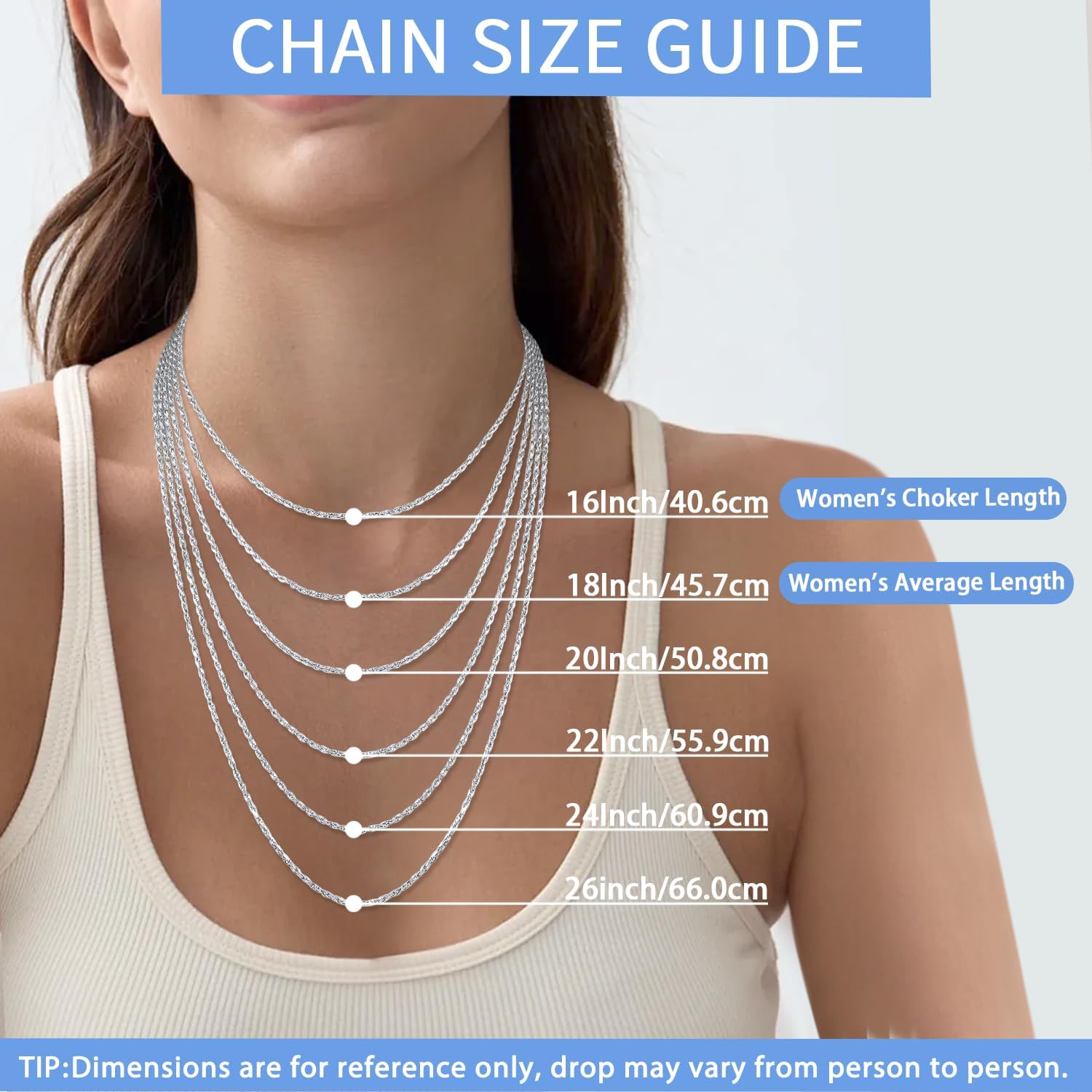 Detalle de Jewlpire Rope Chain Necklace, 1.5mm