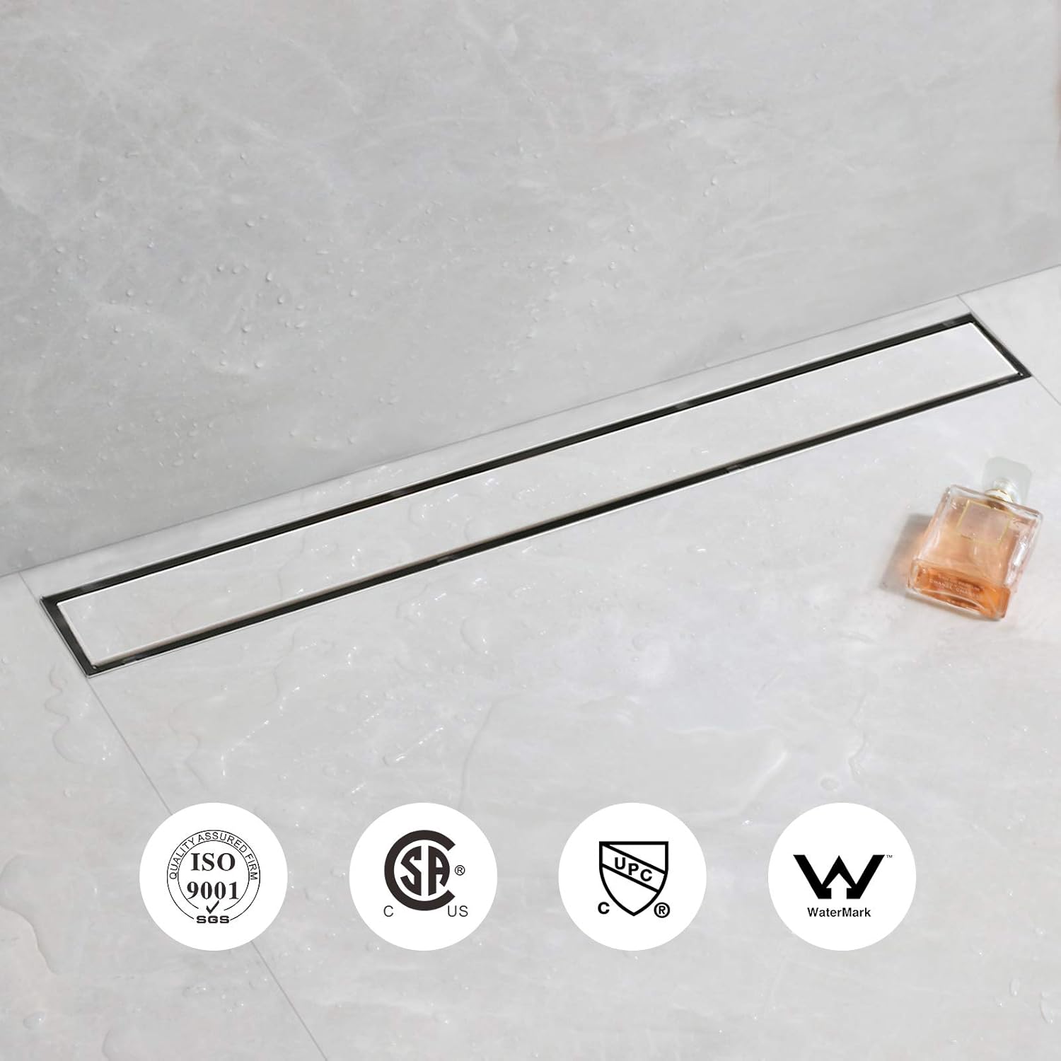 Detalle de SaniteModar Canaleta de Ducha 120cm 🚿 360° Sifón y Filtro