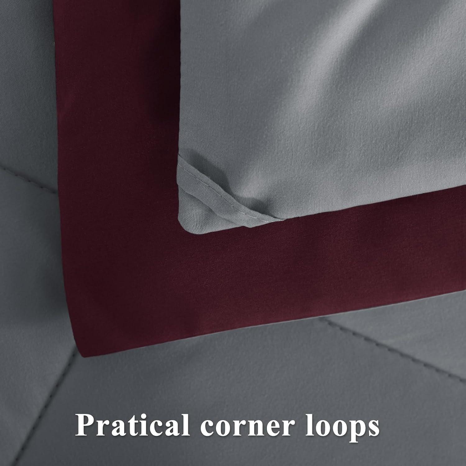 Thumbnail 6 de Aisbo Coverless Duvet King Size 10.5 Tog – 230 x 220 cm in Burgundy Red, Reversible with 2 Pillowcases
