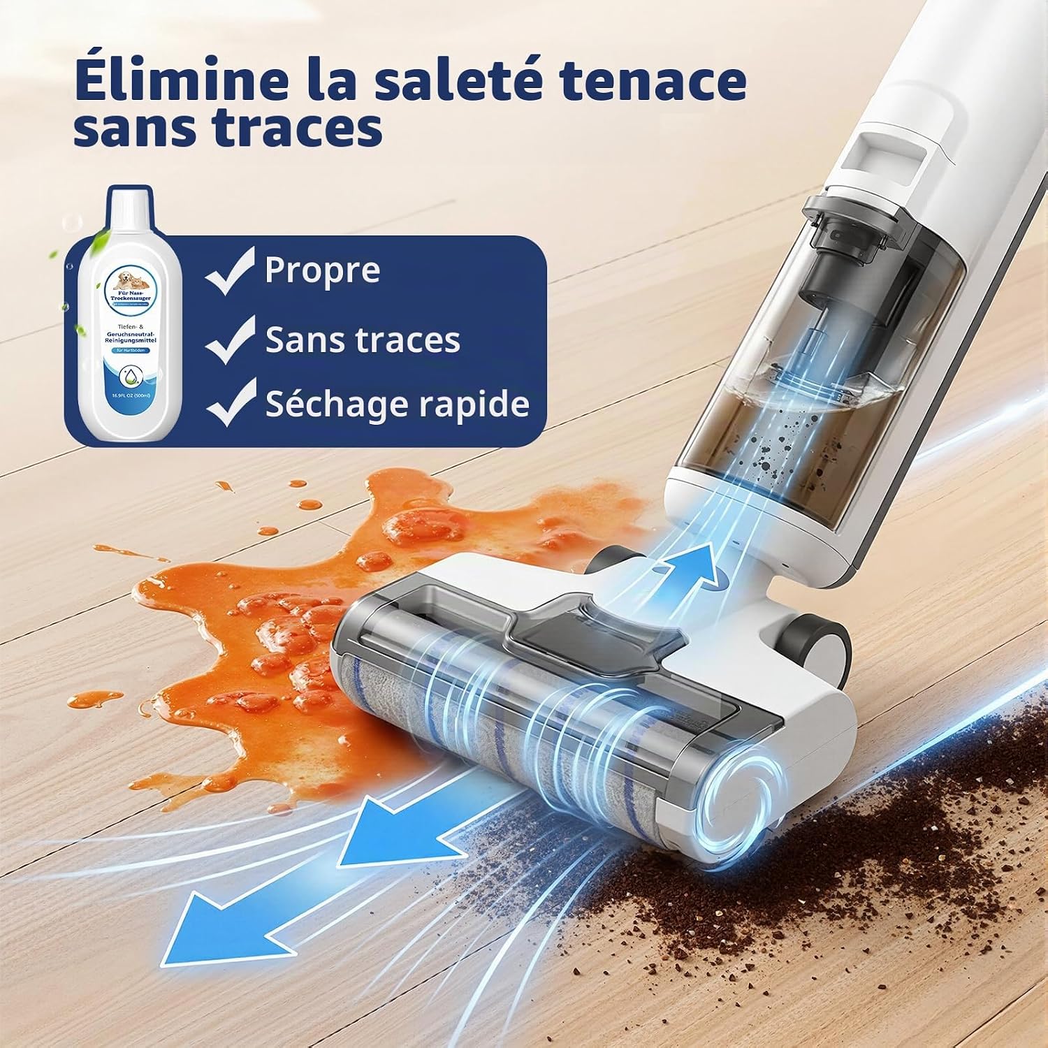 Detalle de VILLAPOOL vloerreiniger, 2 x 500 ml, weinig schuim, voor Tineco Floor One en iFloor