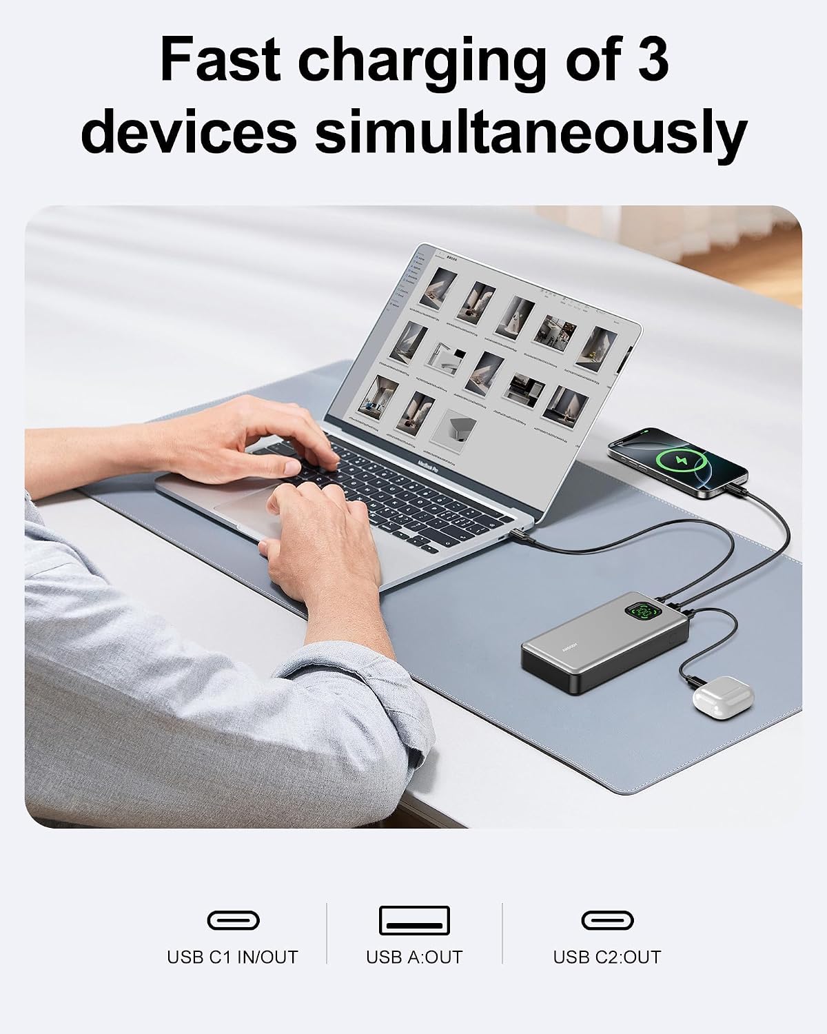 Detalle de ANSODY 65W Power Bank 25000mAh: A solid portable charger for daily needs and travel