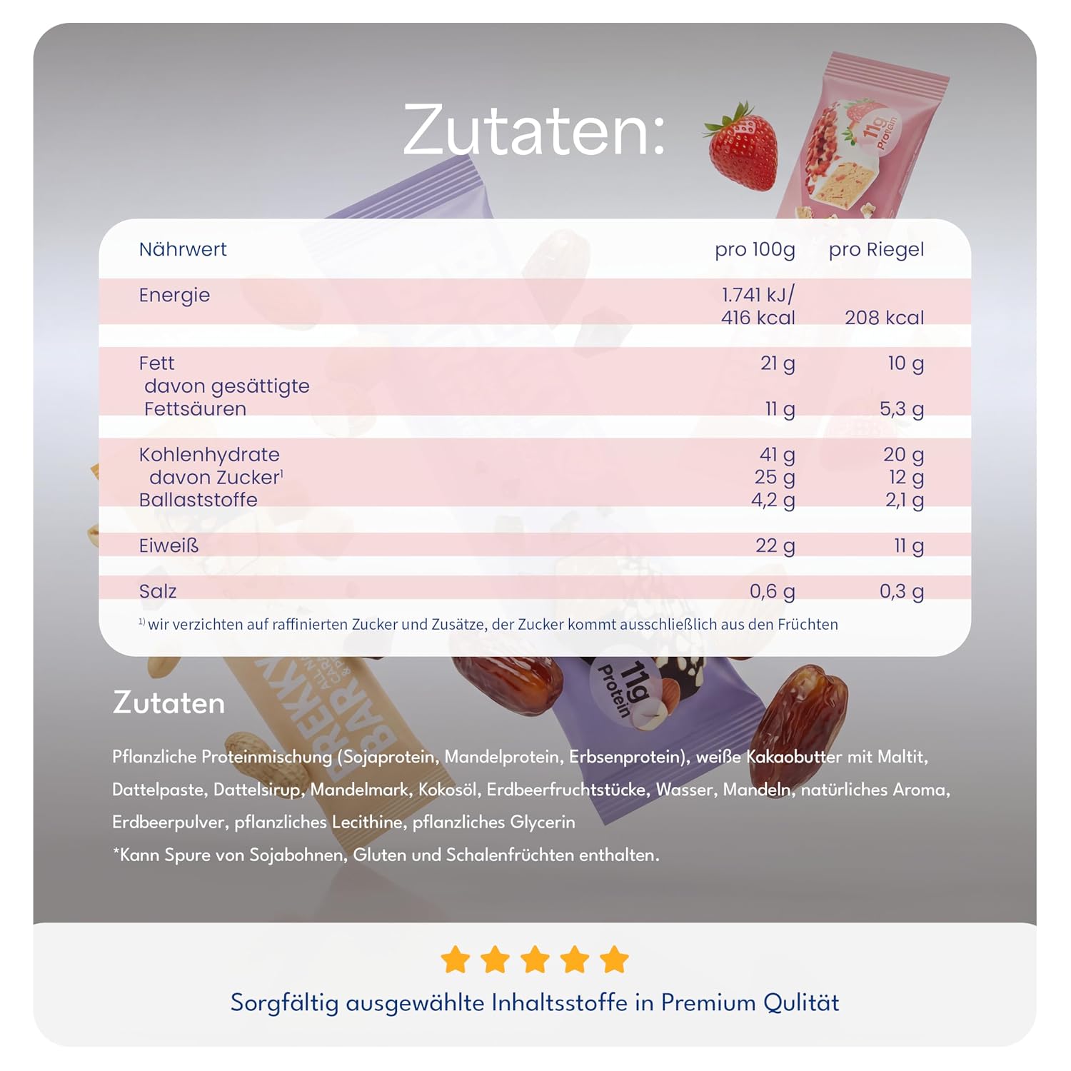 Detalle 2 de Brekky Bar Erdbeer Proteinriegel, 11g