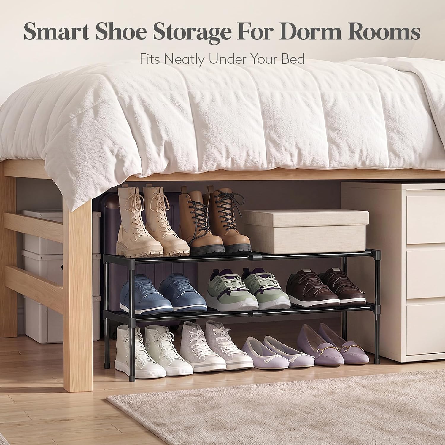 Detalle 2 de Lifewit 26053 Expandable 4-Tier Shoe Rack, 16.7"–31", Iron and Plastic