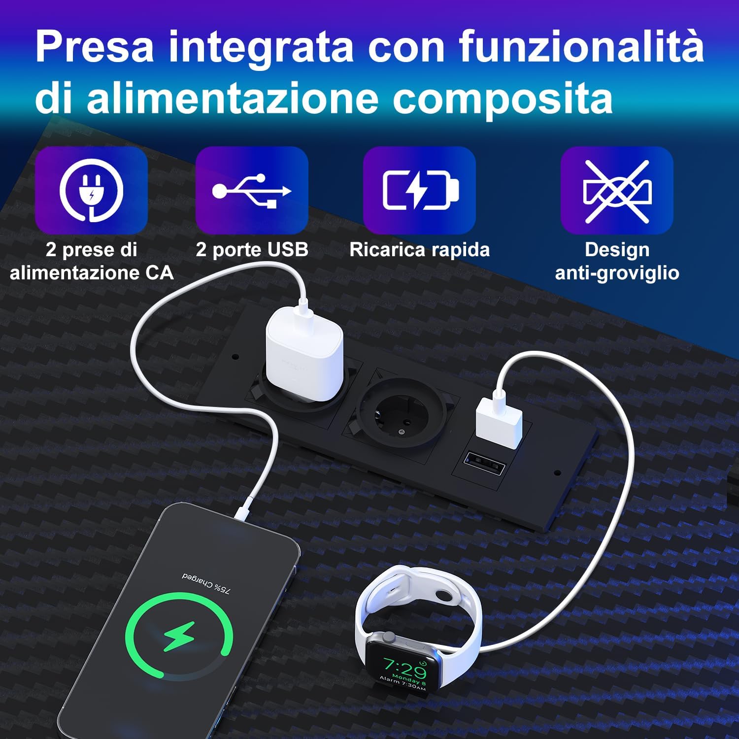Thumbnail 6 de JUMMICO Scrivania Angolare a Forma di L 135 cm con Luci LED – Nero