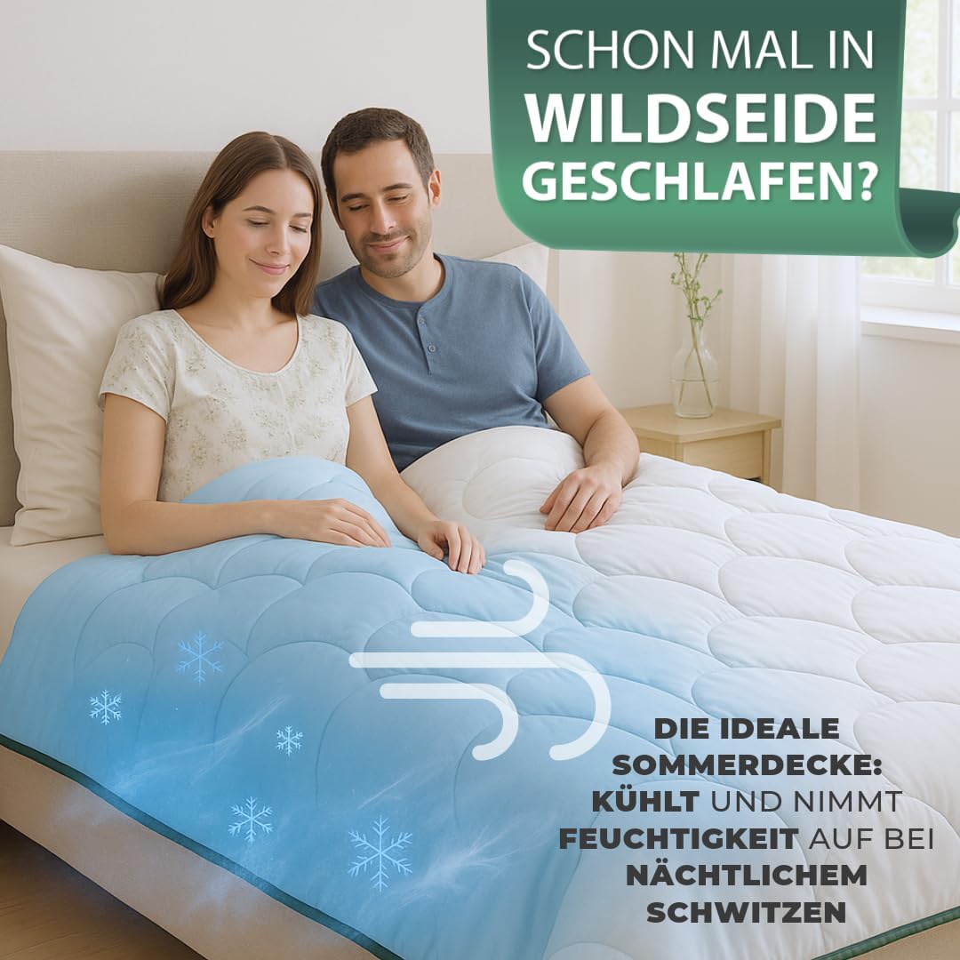 Thumbnail 1 de Welldora Sommerdecke 135x200 leicht – 100% kühlende Wildseide, luftige Bettdecke für den Sommer